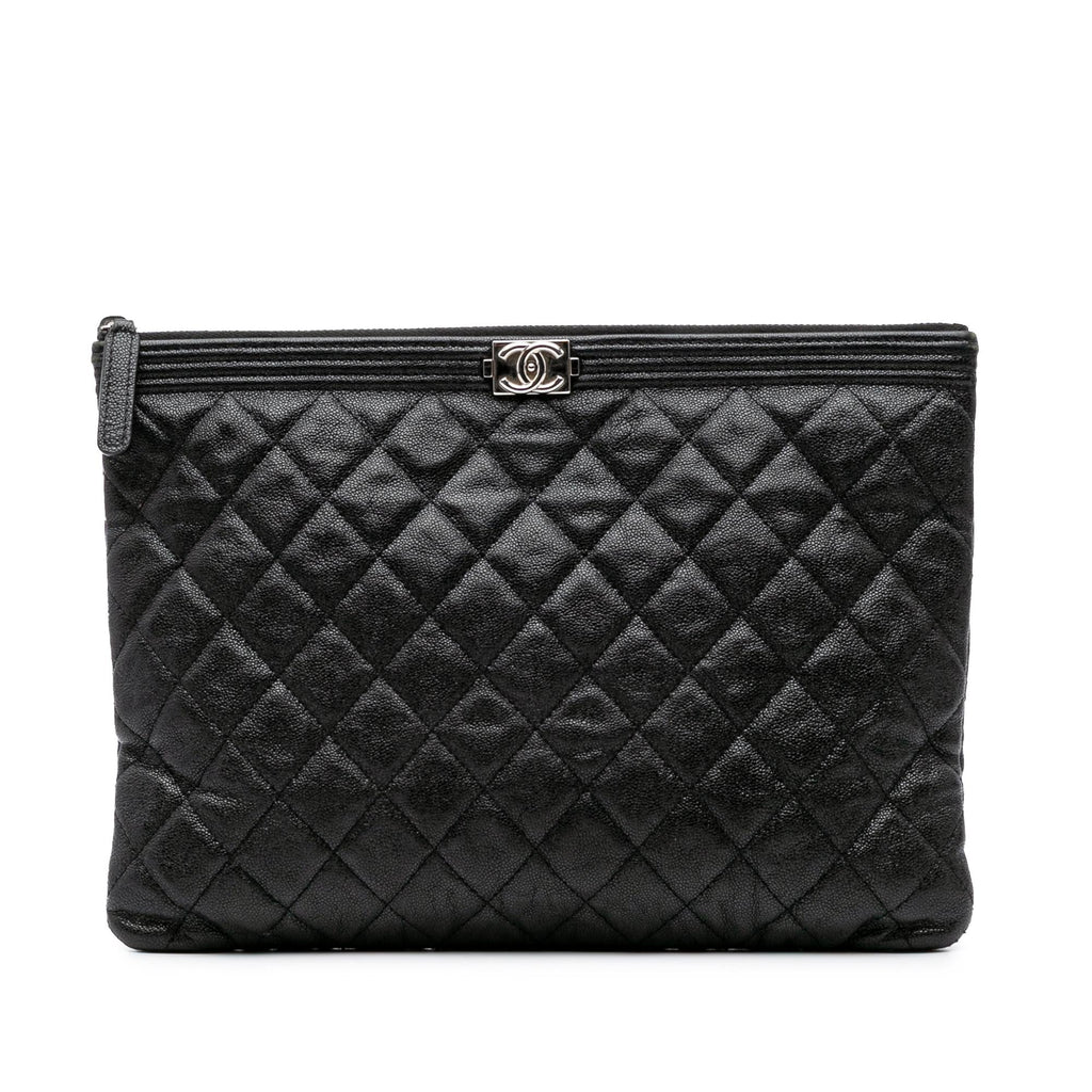 Chanel Medium Quilted Caviar Boy O Case Clutch