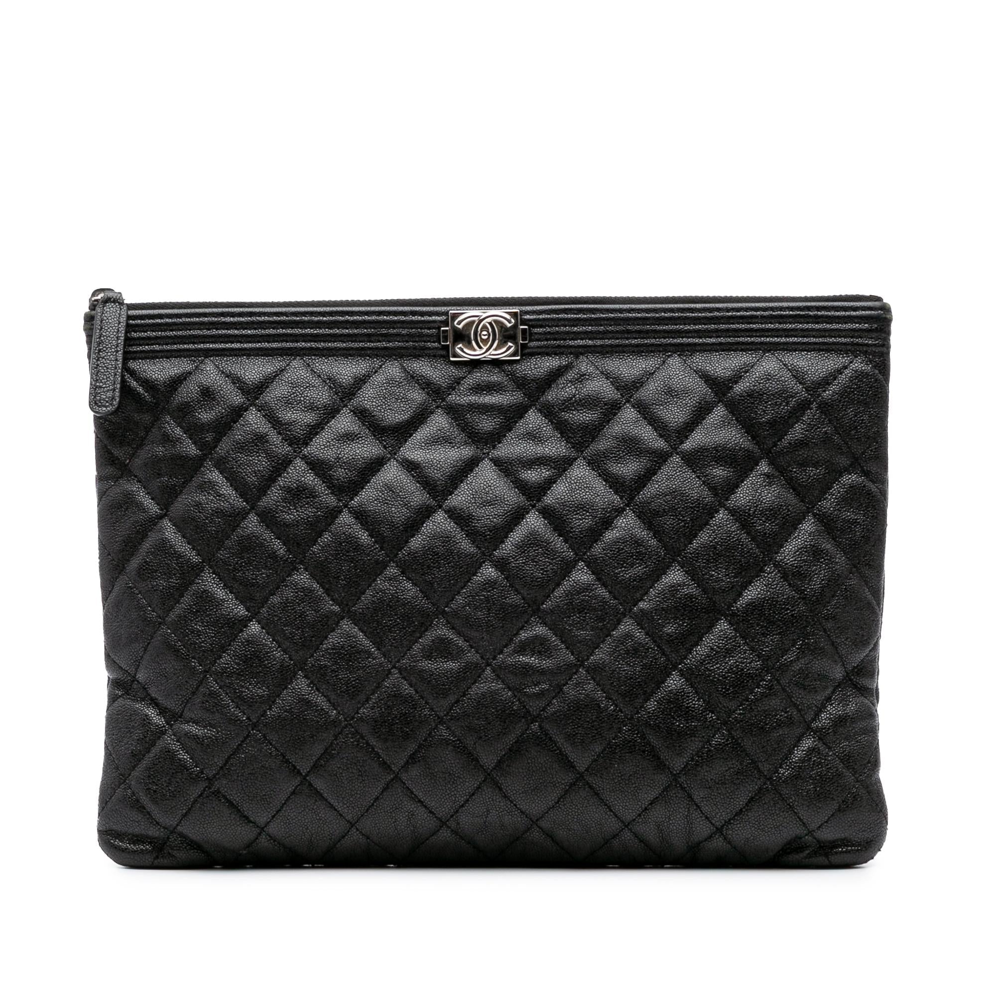 Chanel Medium Quilted Caviar Boy O Case Clutch