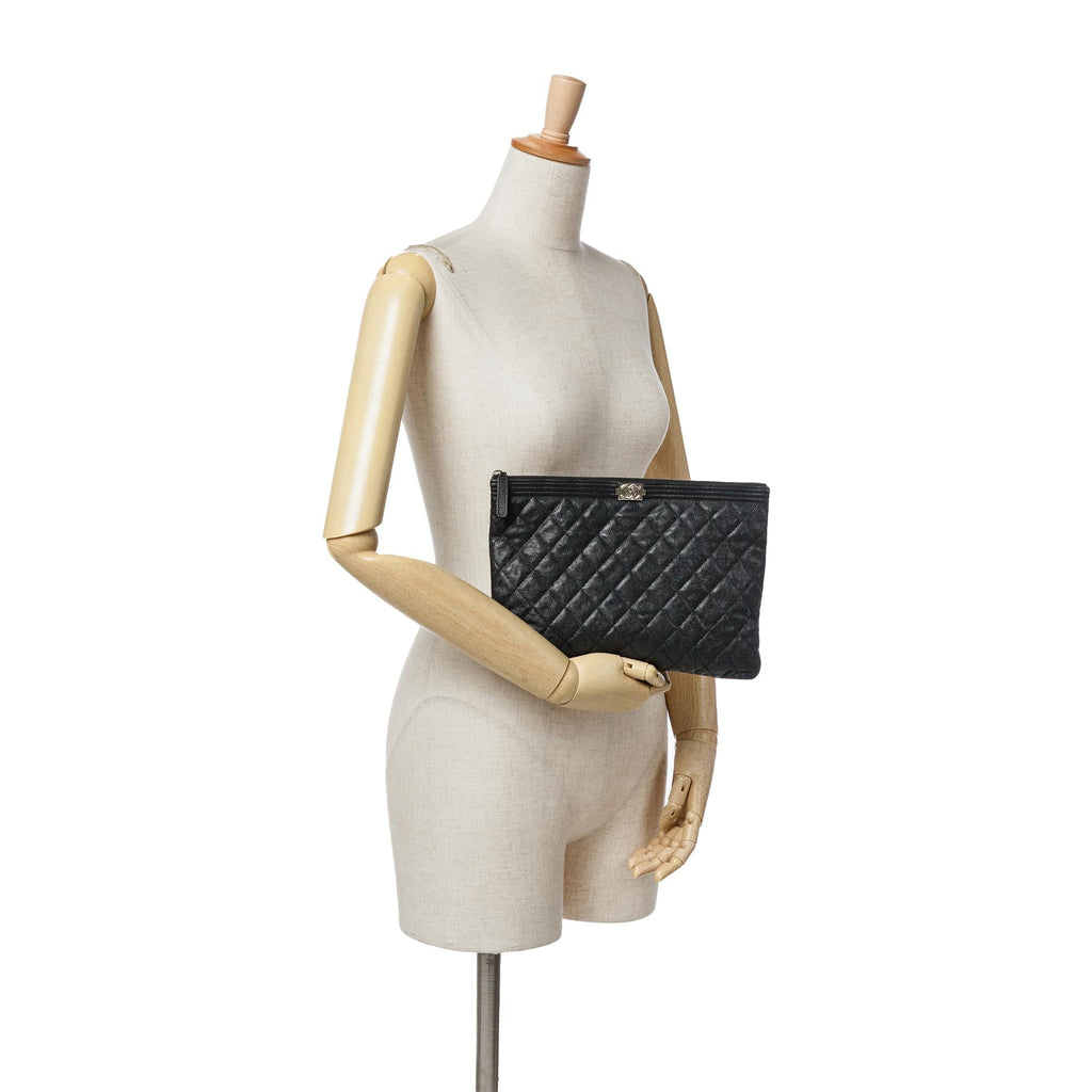 Chanel Medium Quilted Caviar Boy O Case Clutch