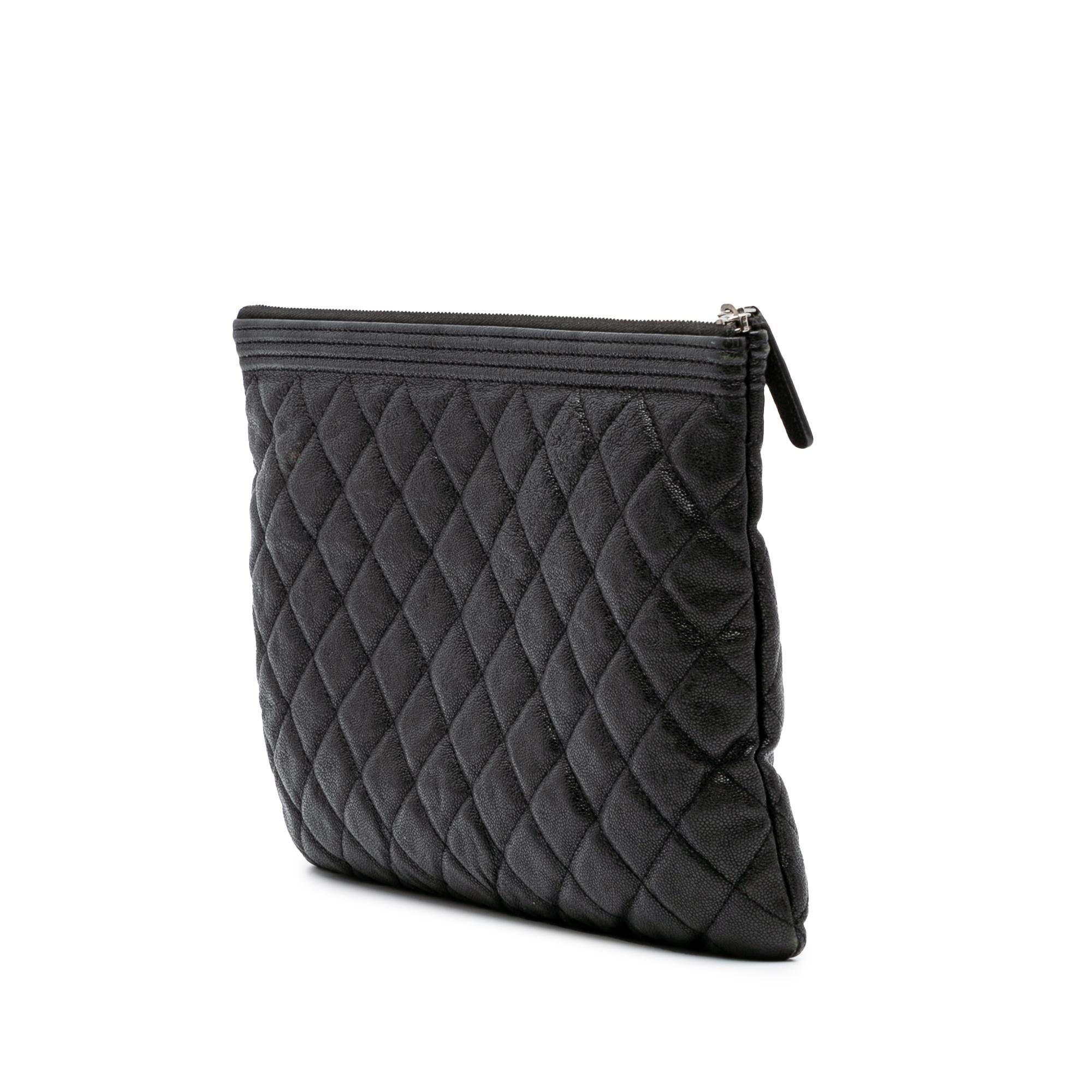 Chanel Medium Quilted Caviar Boy O Case Clutch