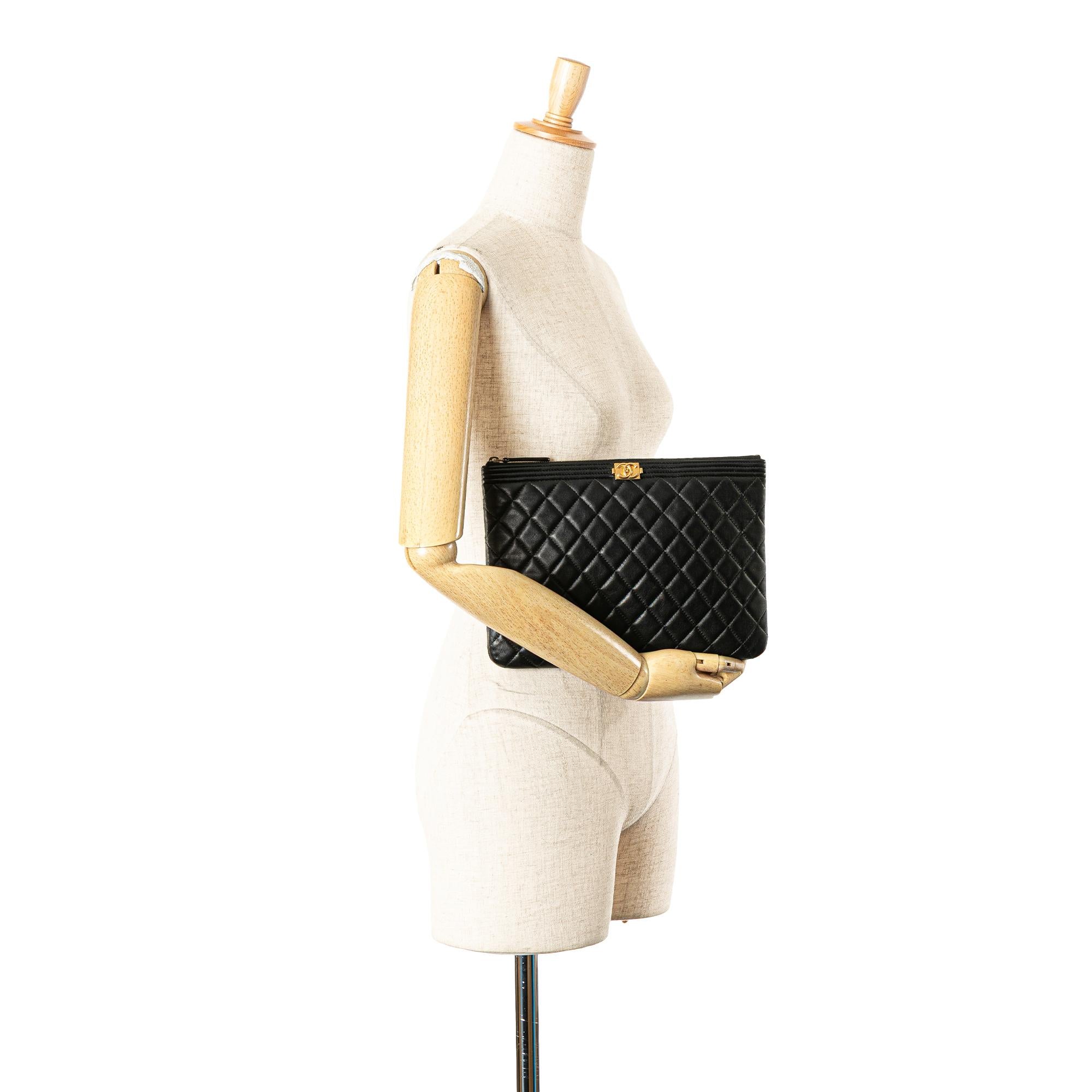 Chanel Medium Quilted Caviar Boy O Case Clutch