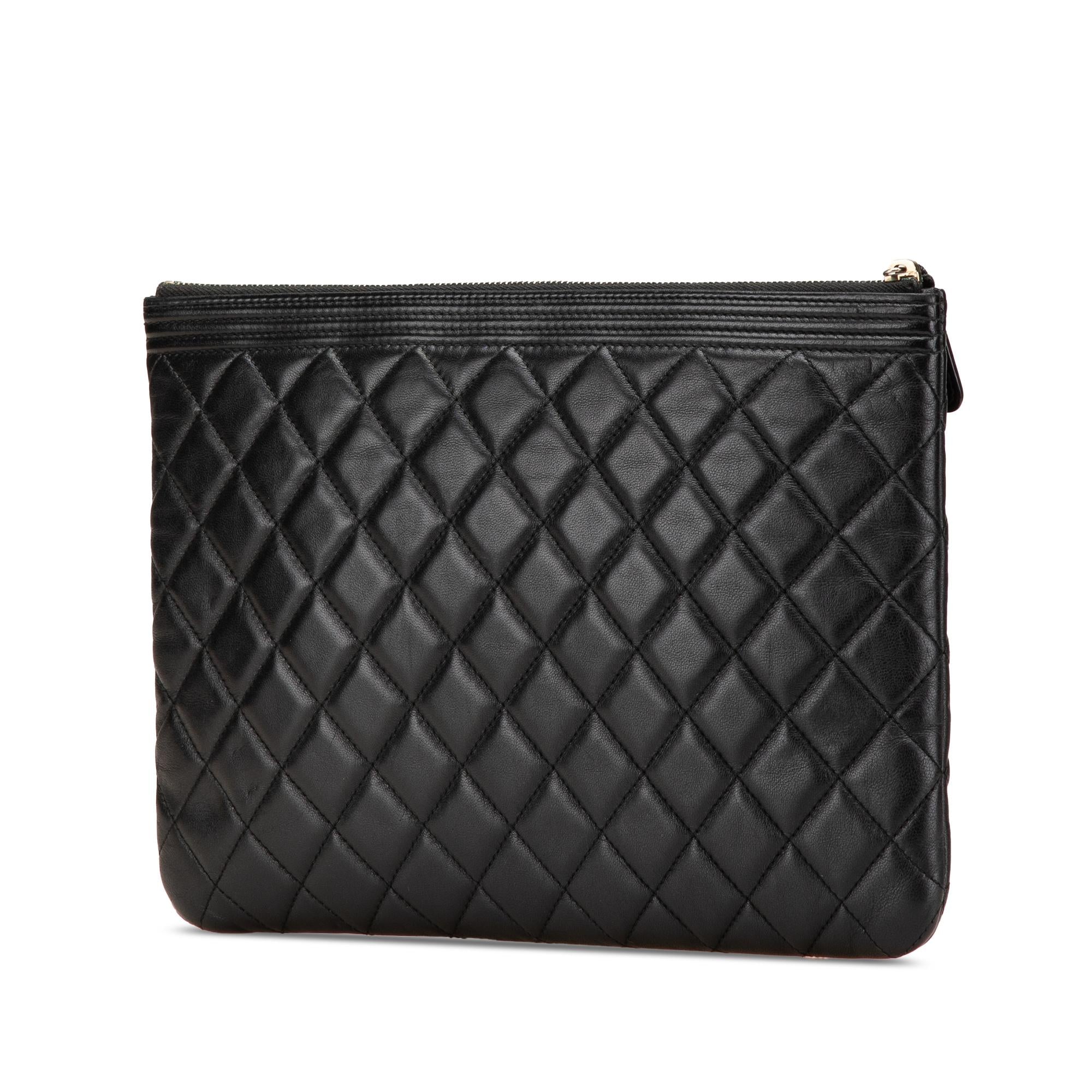 Chanel Medium Quilted Caviar Boy O Case Clutch