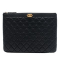 Chanel Medium Quilted Caviar Boy O Case Clutch