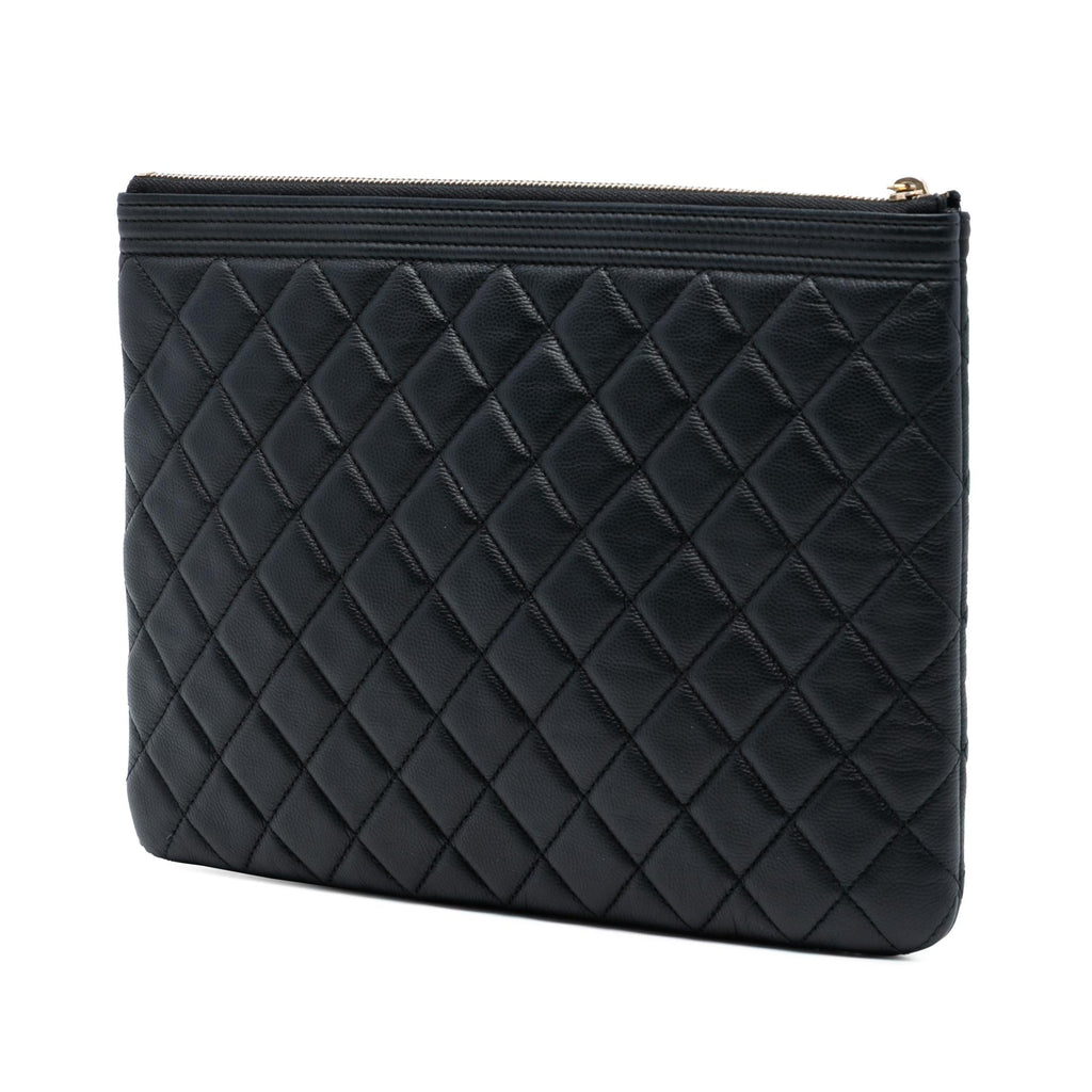 Chanel Medium Quilted Caviar Boy O Case Clutch