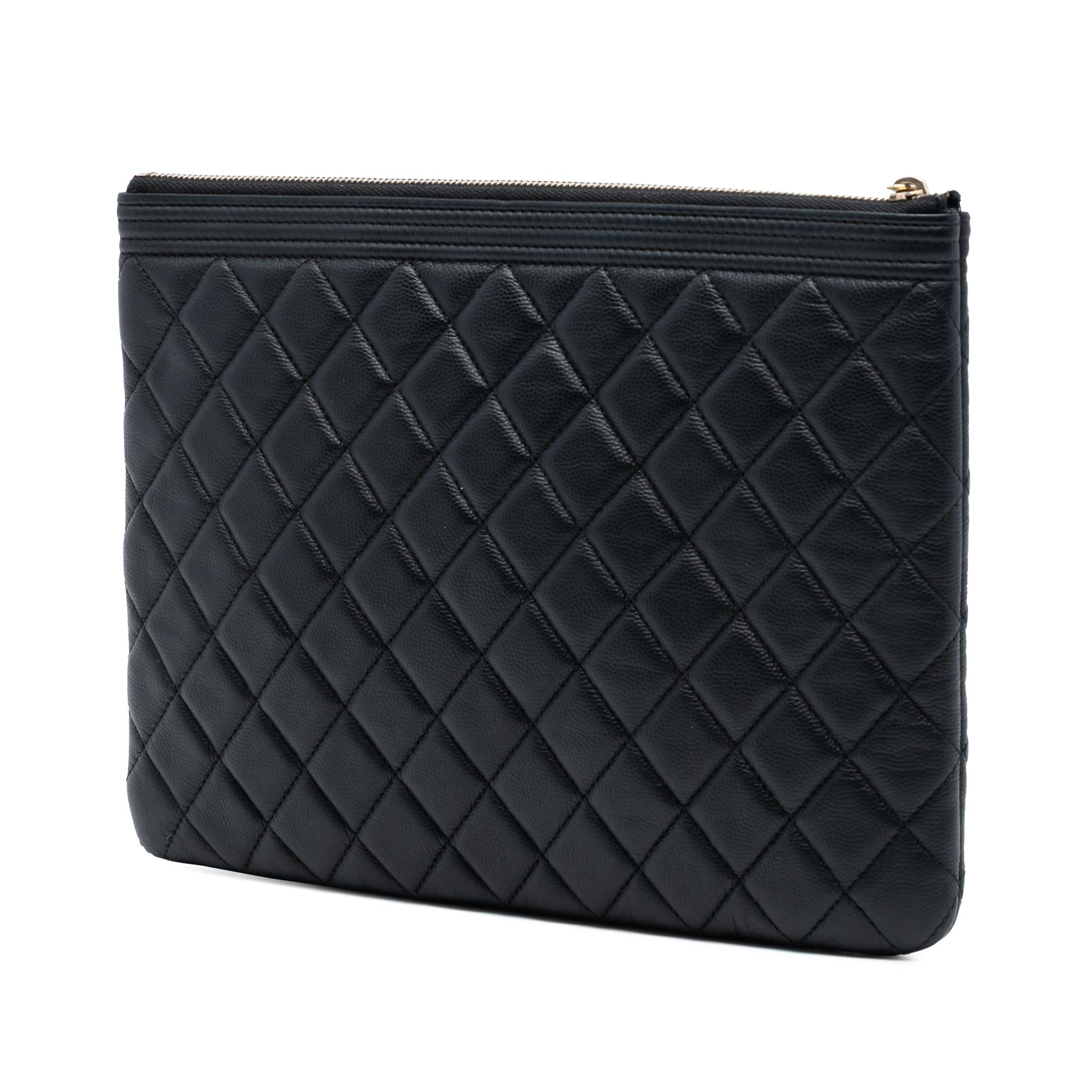 Chanel Medium Quilted Caviar Boy O Case Clutch