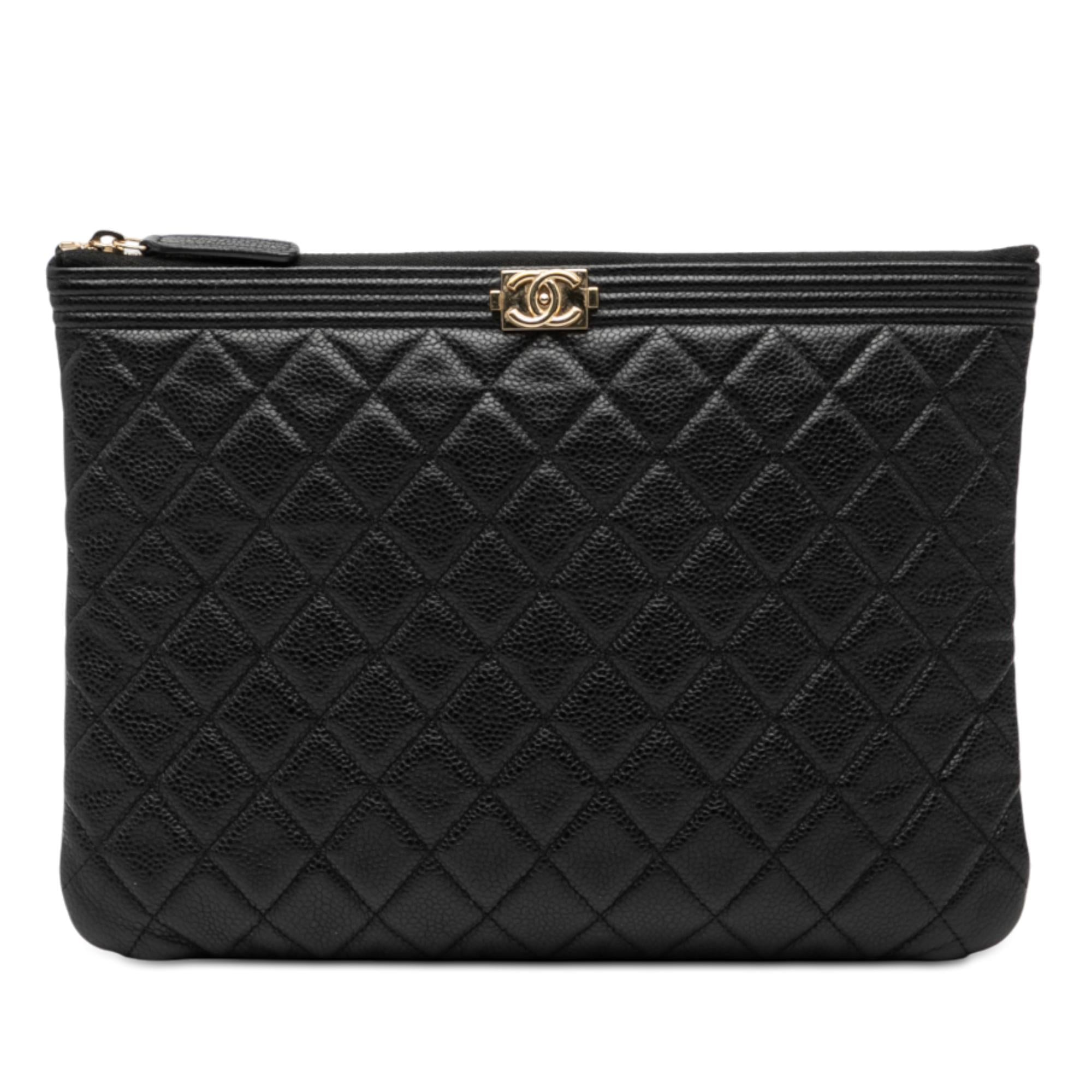 Chanel Medium Quilted Caviar Boy O Case Clutch