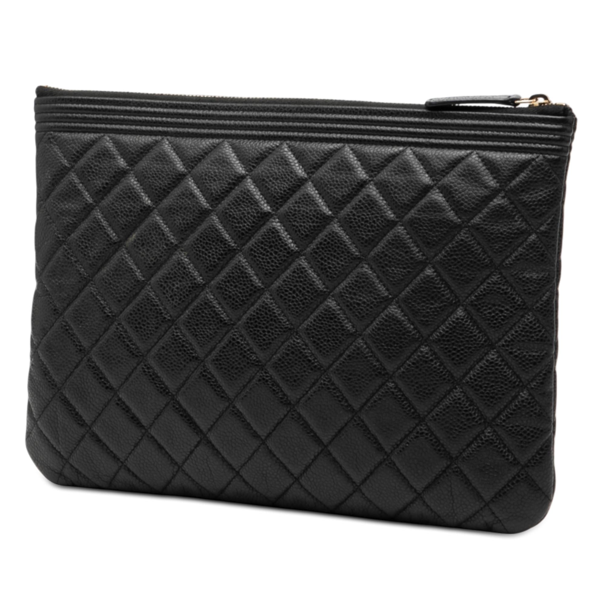 Chanel Medium Quilted Caviar Boy O Case Clutch