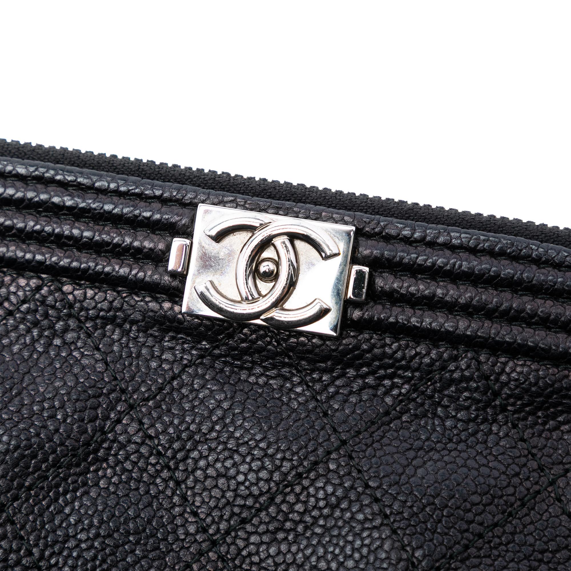 Chanel Medium Quilted Caviar Boy O Case Clutch