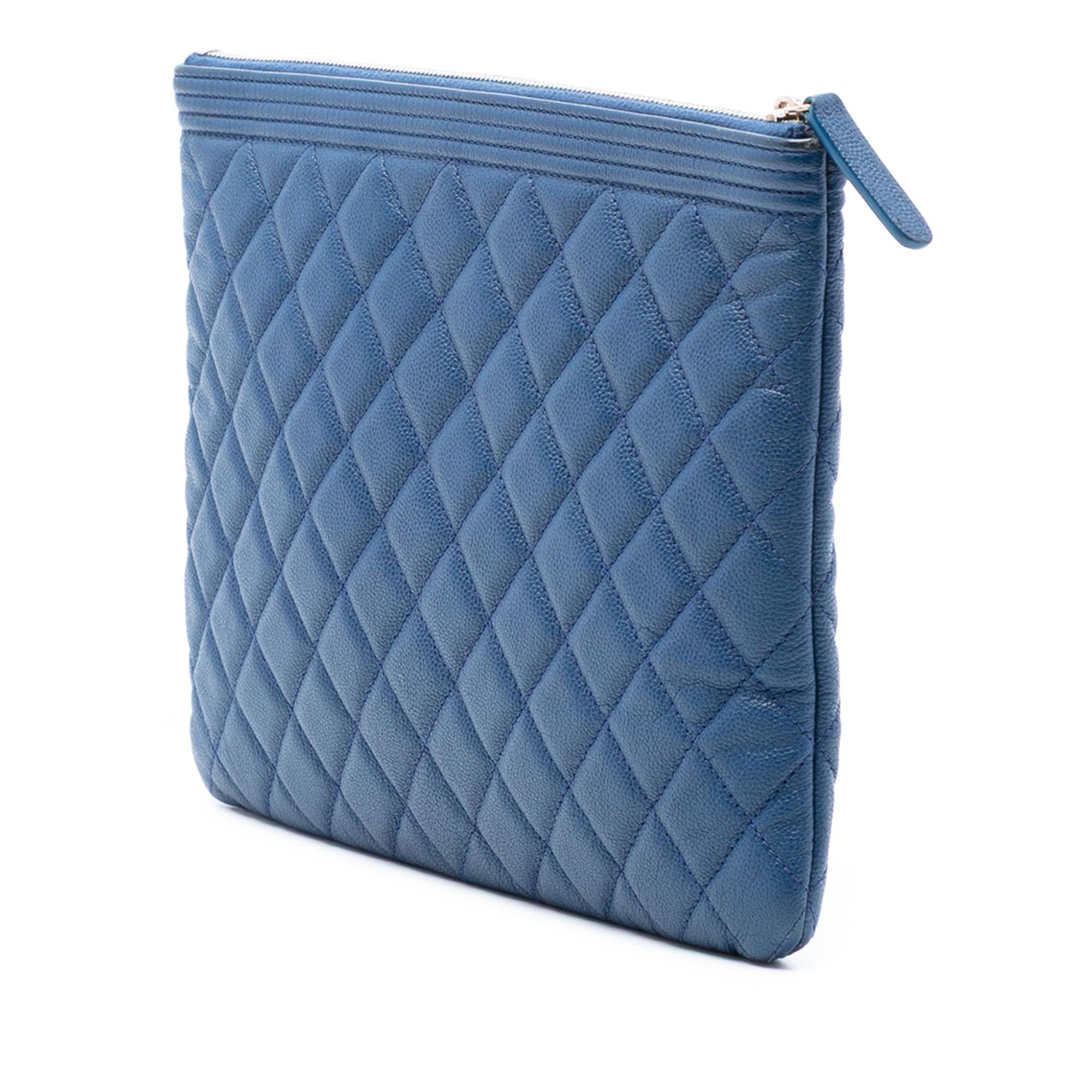 Chanel Medium Quilted Caviar Boy O Case Clutch