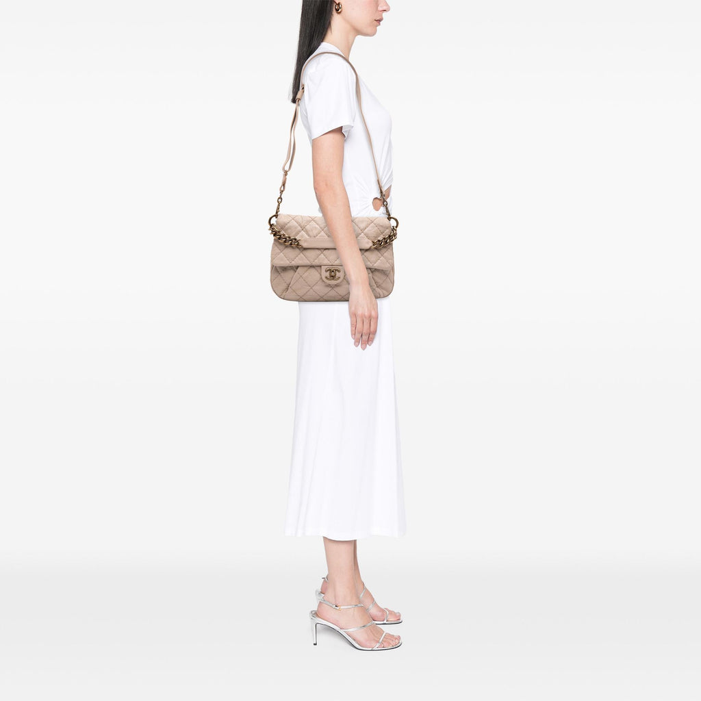 Chanel Medium Quilted Caviar Coco Pleats Messenger Flap