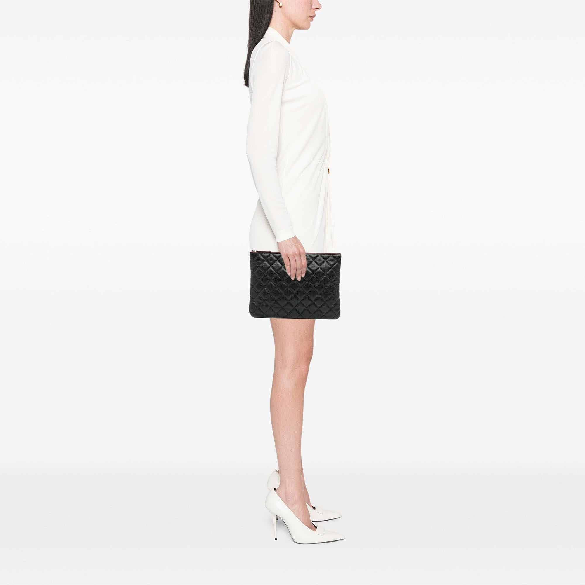 Chanel Medium Quilted Caviar O Case Clutch