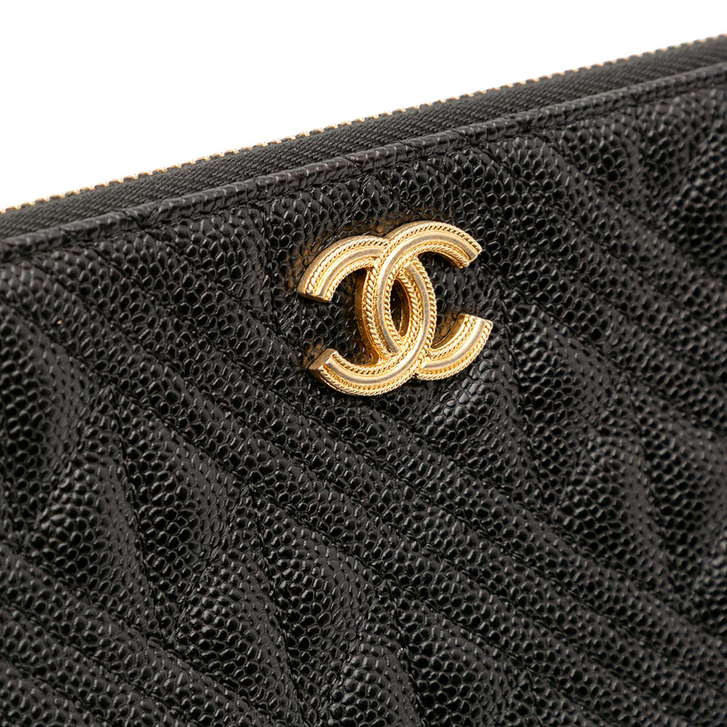 Chanel Medium Quilted Caviar O Case Clutch