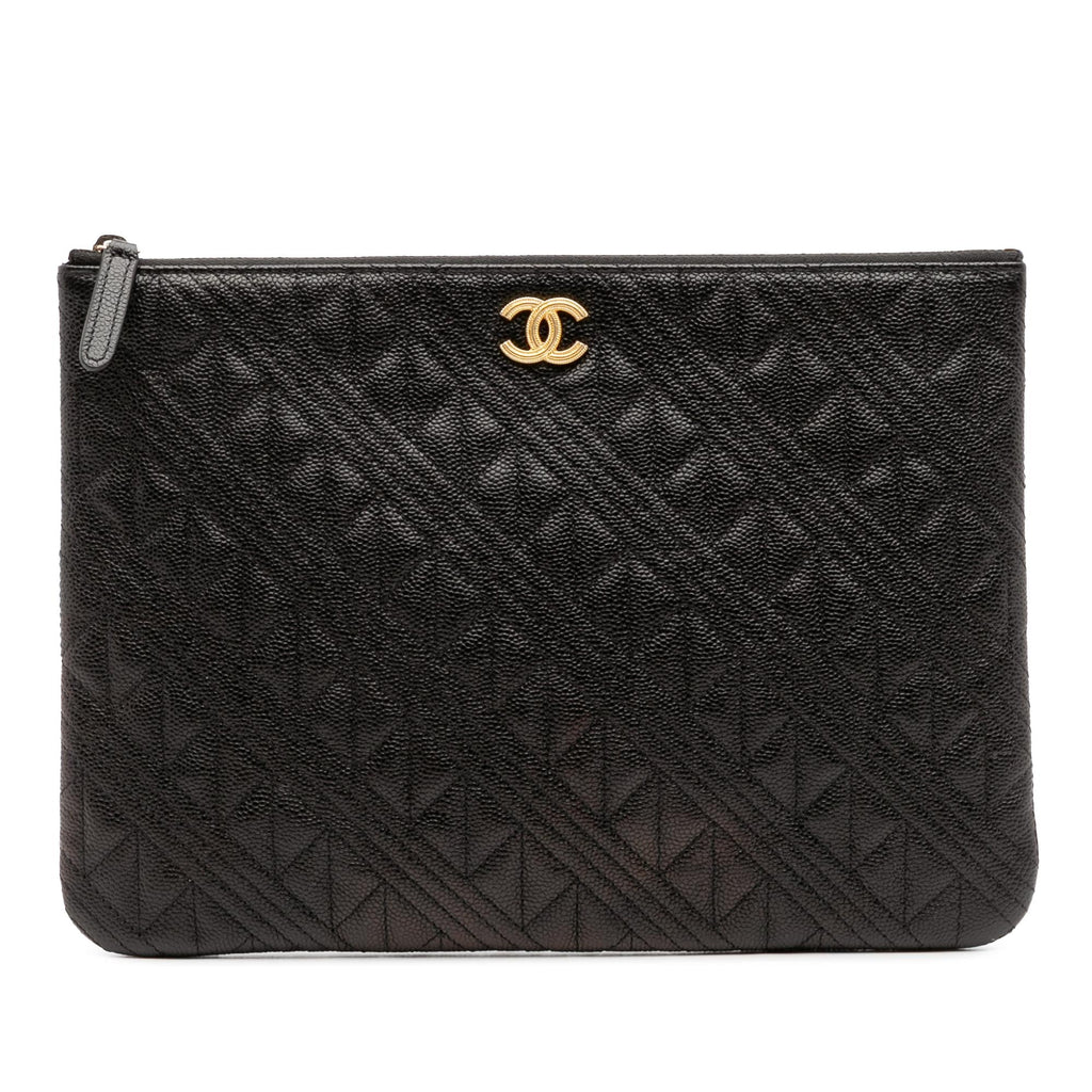 Chanel Medium Quilted Caviar O Case Clutch