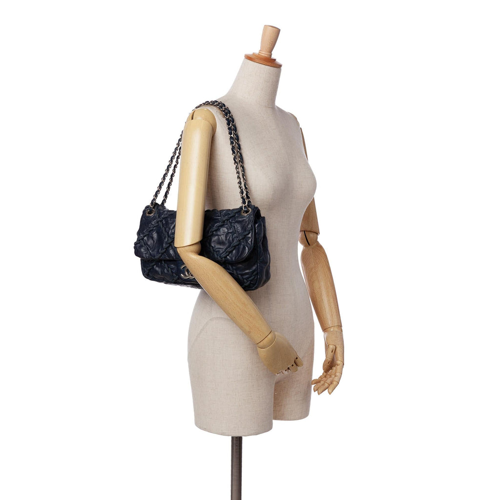 Chanel Medium Quilted Crinkled Calfskin Ultra Stitch Flap