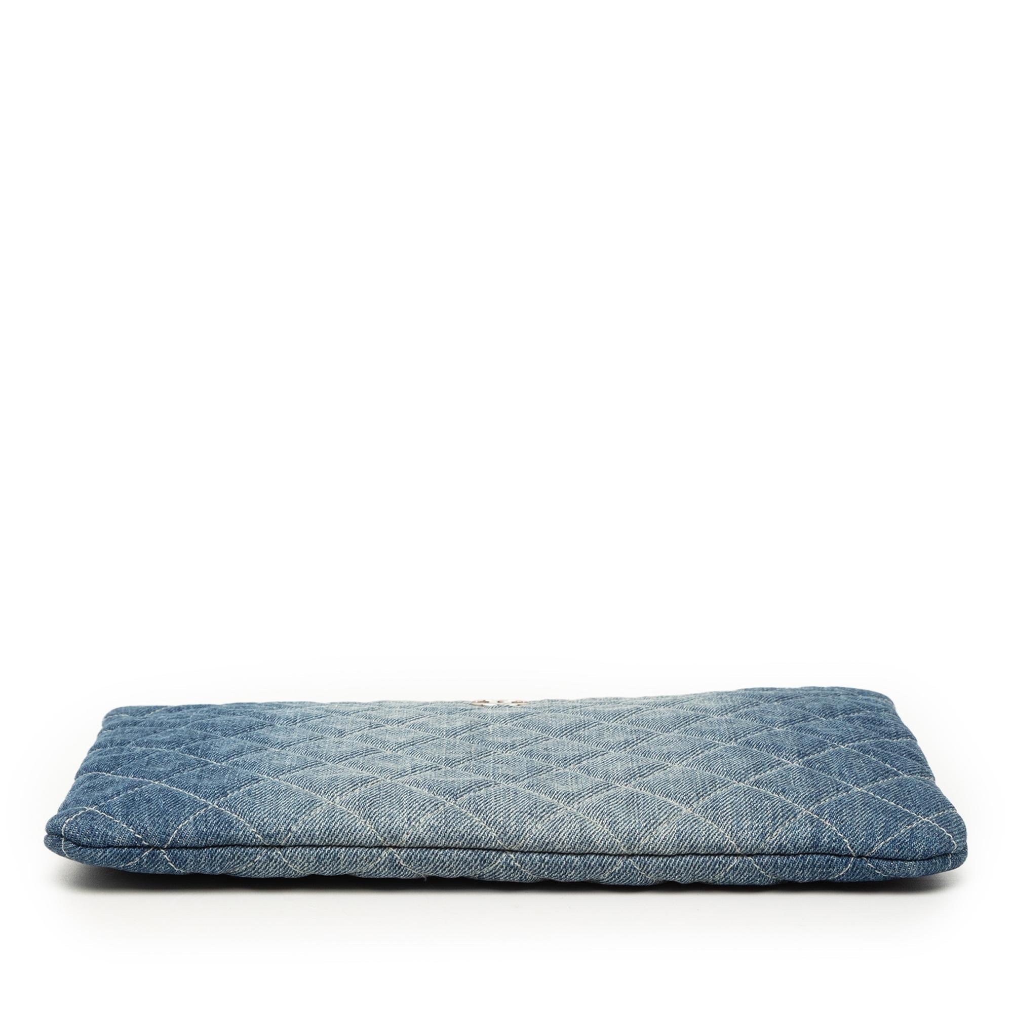 Chanel Medium Quilted Denim O Case Clutch