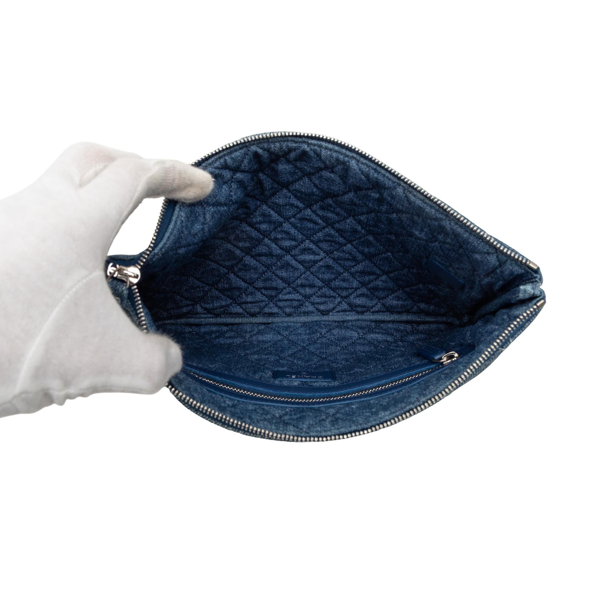 Chanel Medium Quilted Denim O Case Clutch