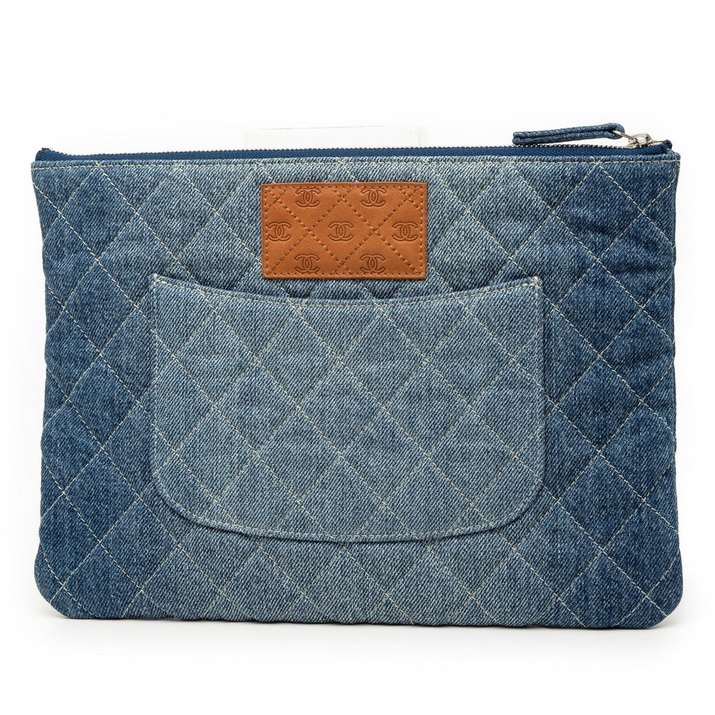 Chanel Medium Quilted Denim O Case Clutch