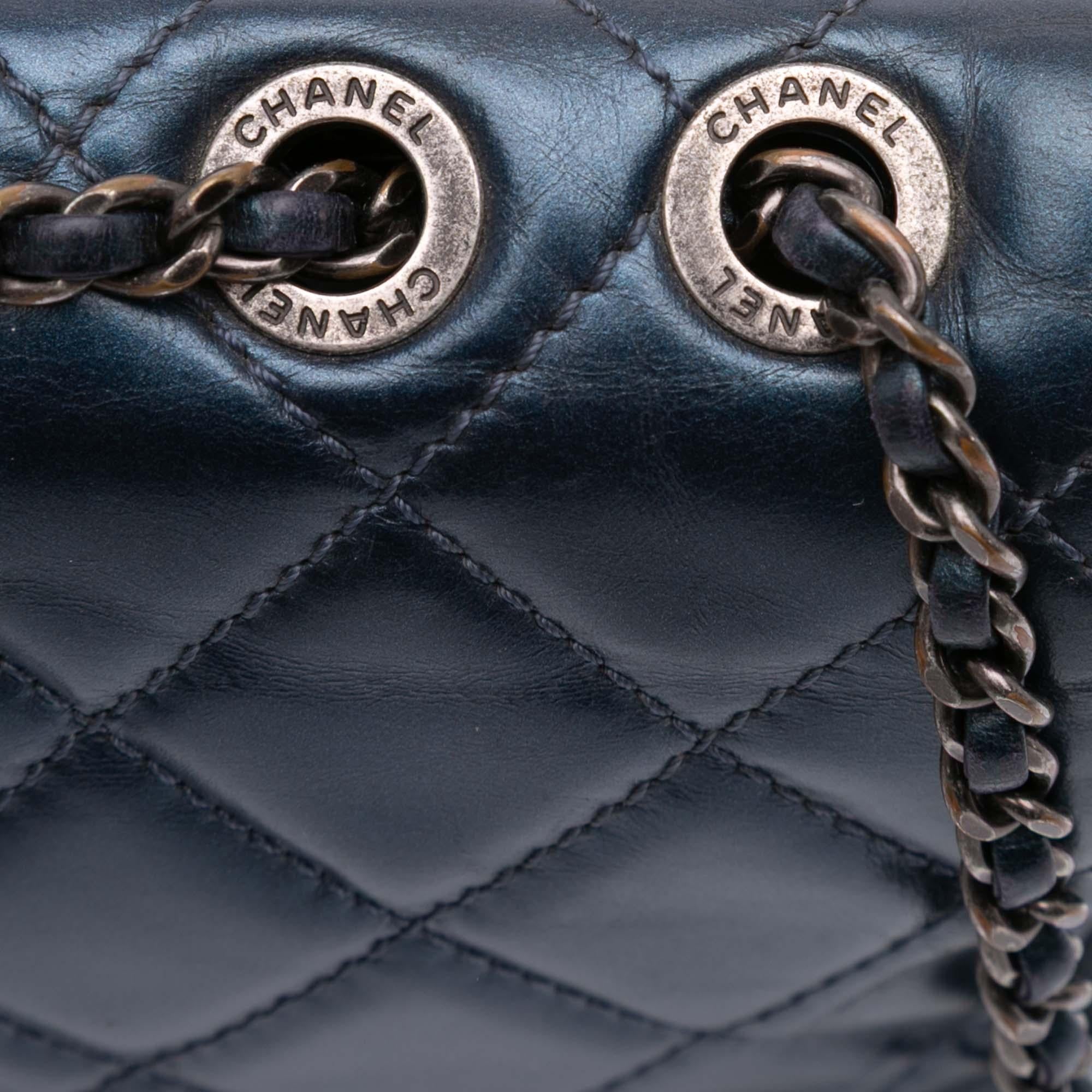 Chanel Medium Quilted Glazed Calfskin Coco Pleats Flap