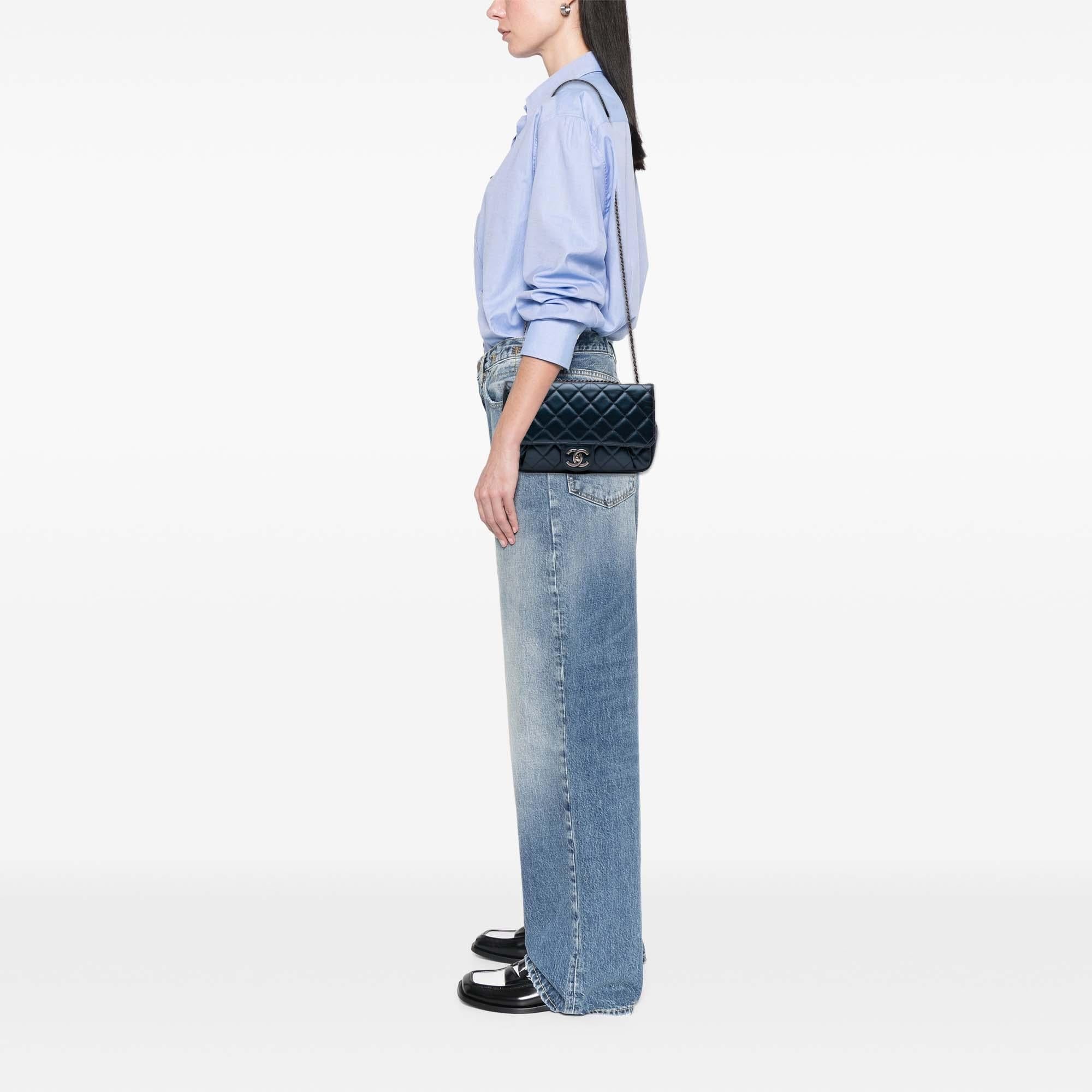 Chanel Medium Quilted Glazed Calfskin Coco Pleats Flap