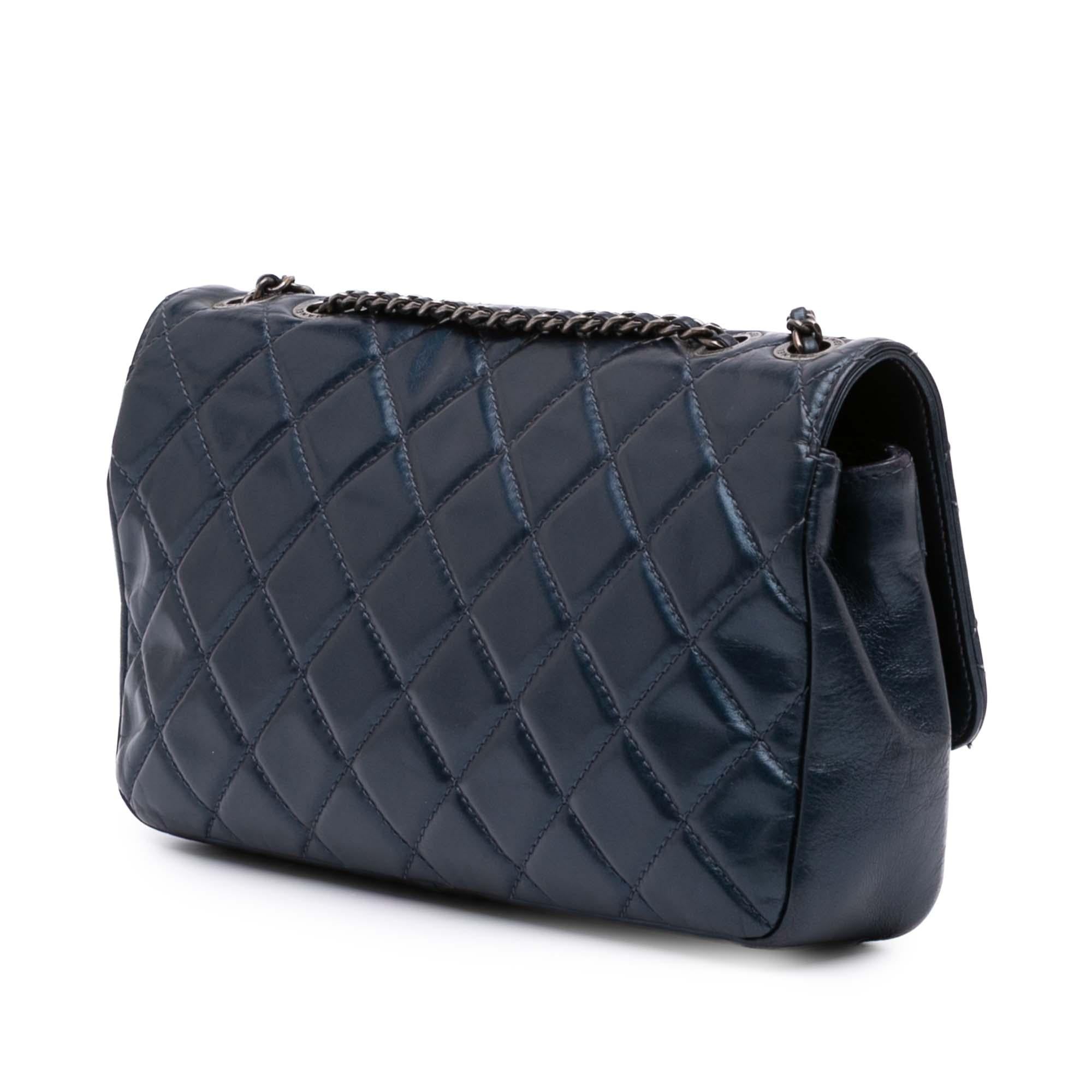 Chanel Medium Quilted Glazed Calfskin Coco Pleats Flap