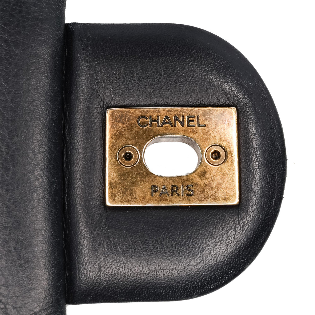 Chanel Medium Quilted Glazed Calfskin Gold Bar Top Handle Flap
