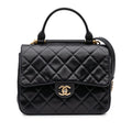 Chanel Medium Quilted Glazed Calfskin Gold Bar Top Handle Flap