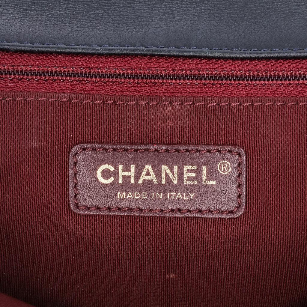 Chanel Medium Quilted Glazed Calfskin Gold Bar Top Handle Flap