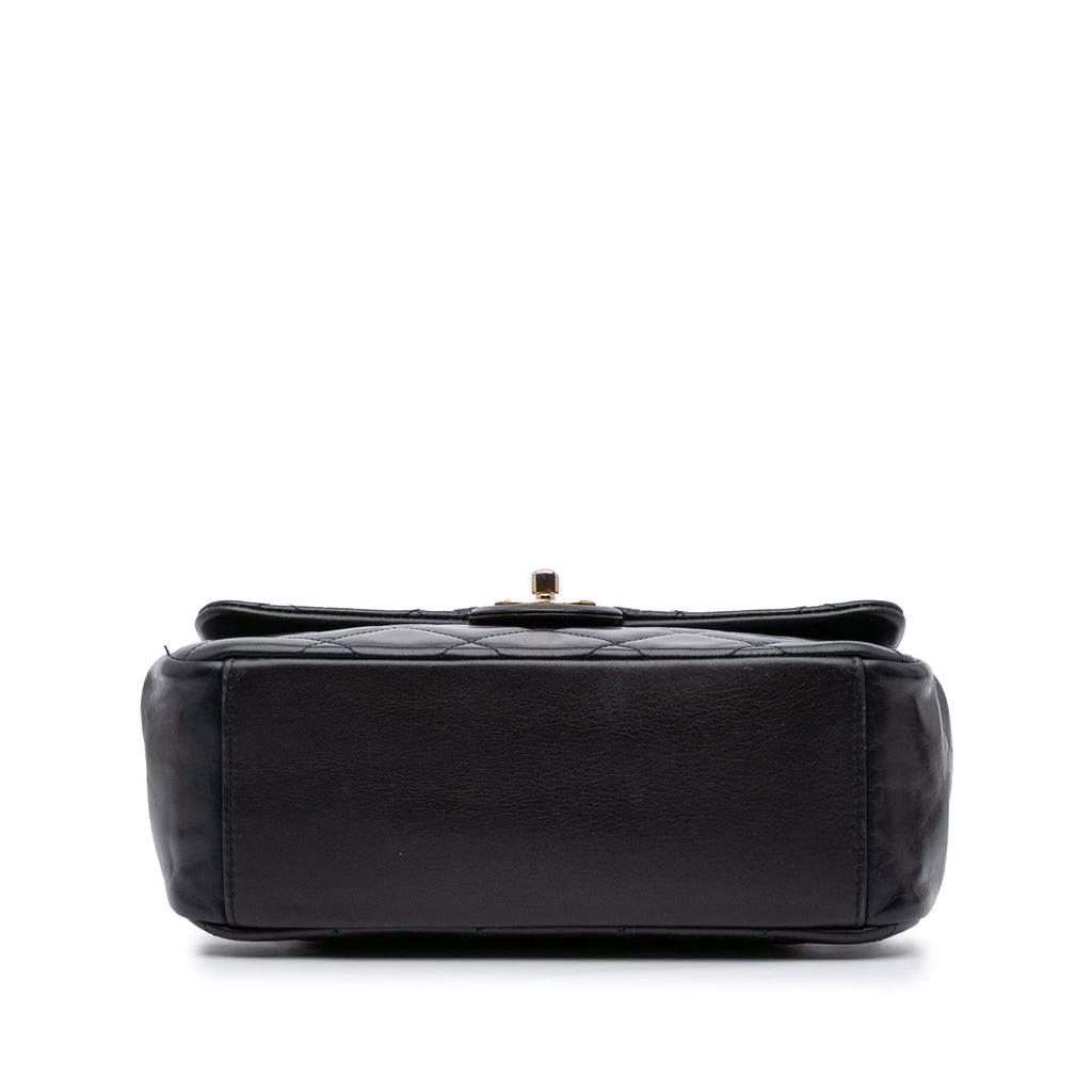 Chanel Medium Quilted Glazed Calfskin Gold Bar Top Handle Flap