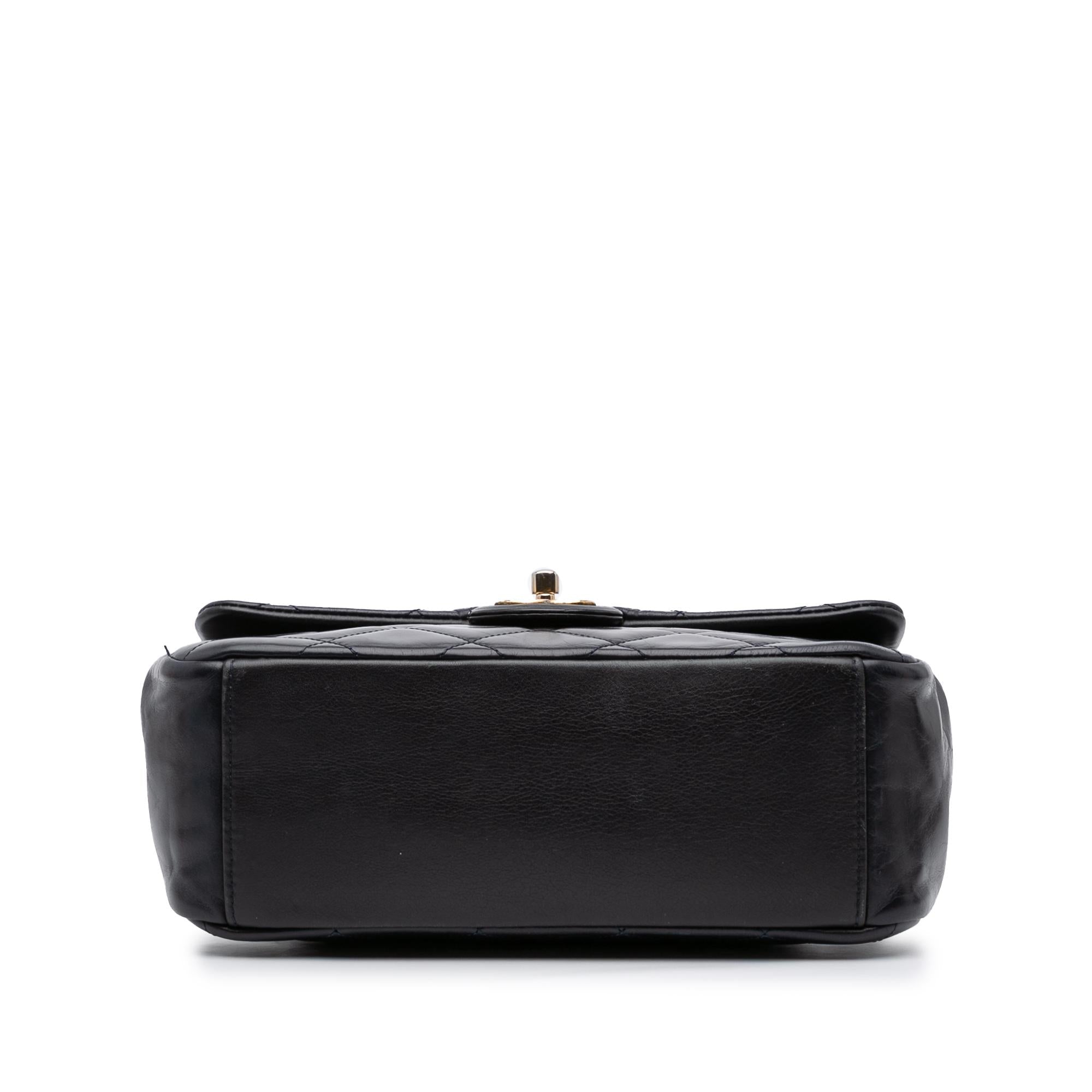 Chanel Medium Quilted Glazed Calfskin Gold Bar Top Handle Flap