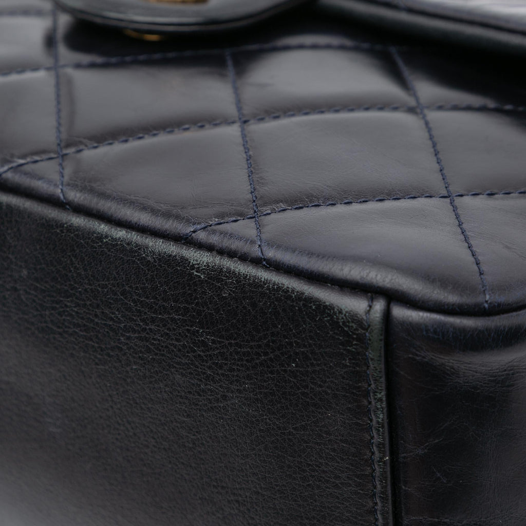 Chanel Medium Quilted Glazed Calfskin Gold Bar Top Handle Flap