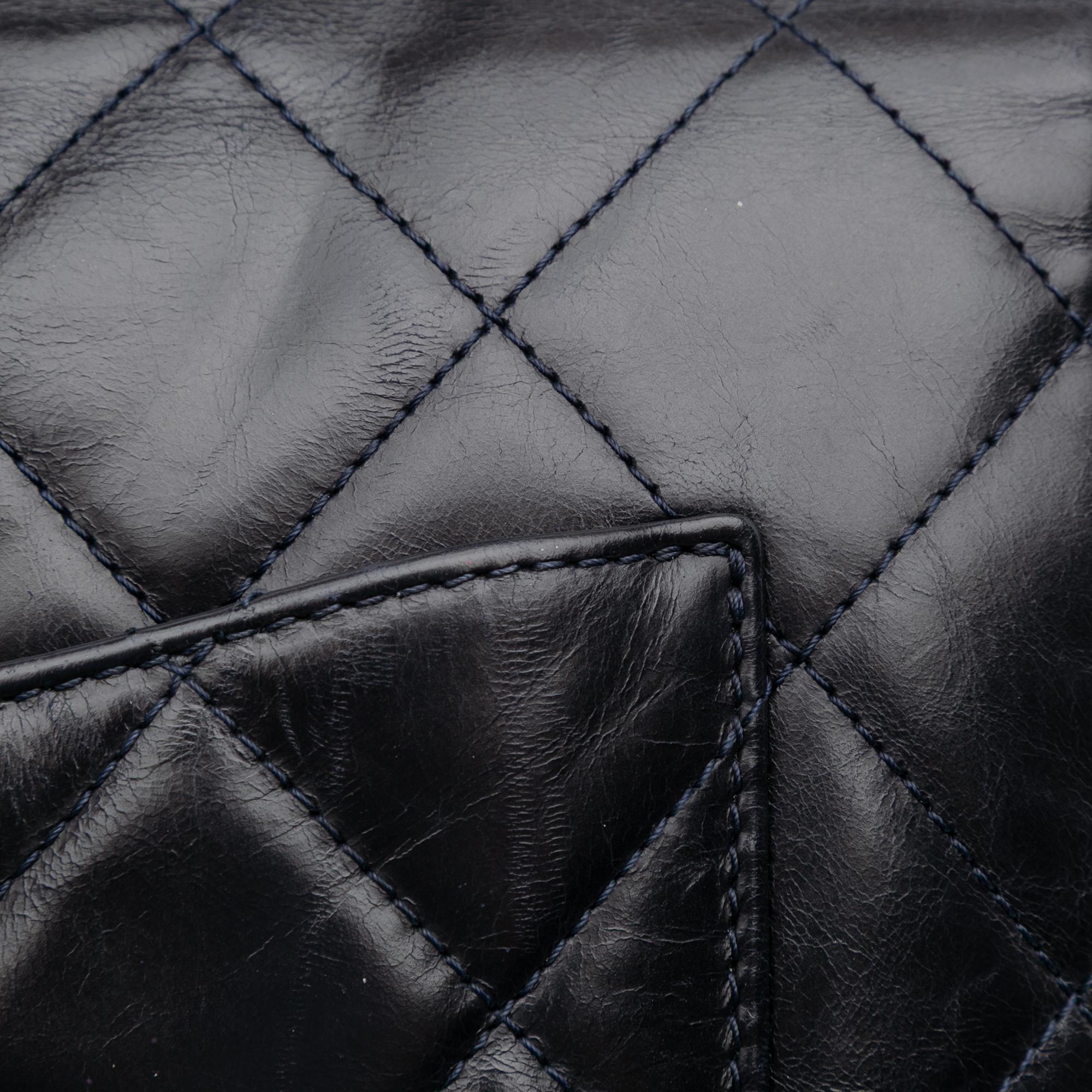 Chanel Medium Quilted Glazed Calfskin Gold Bar Top Handle Flap