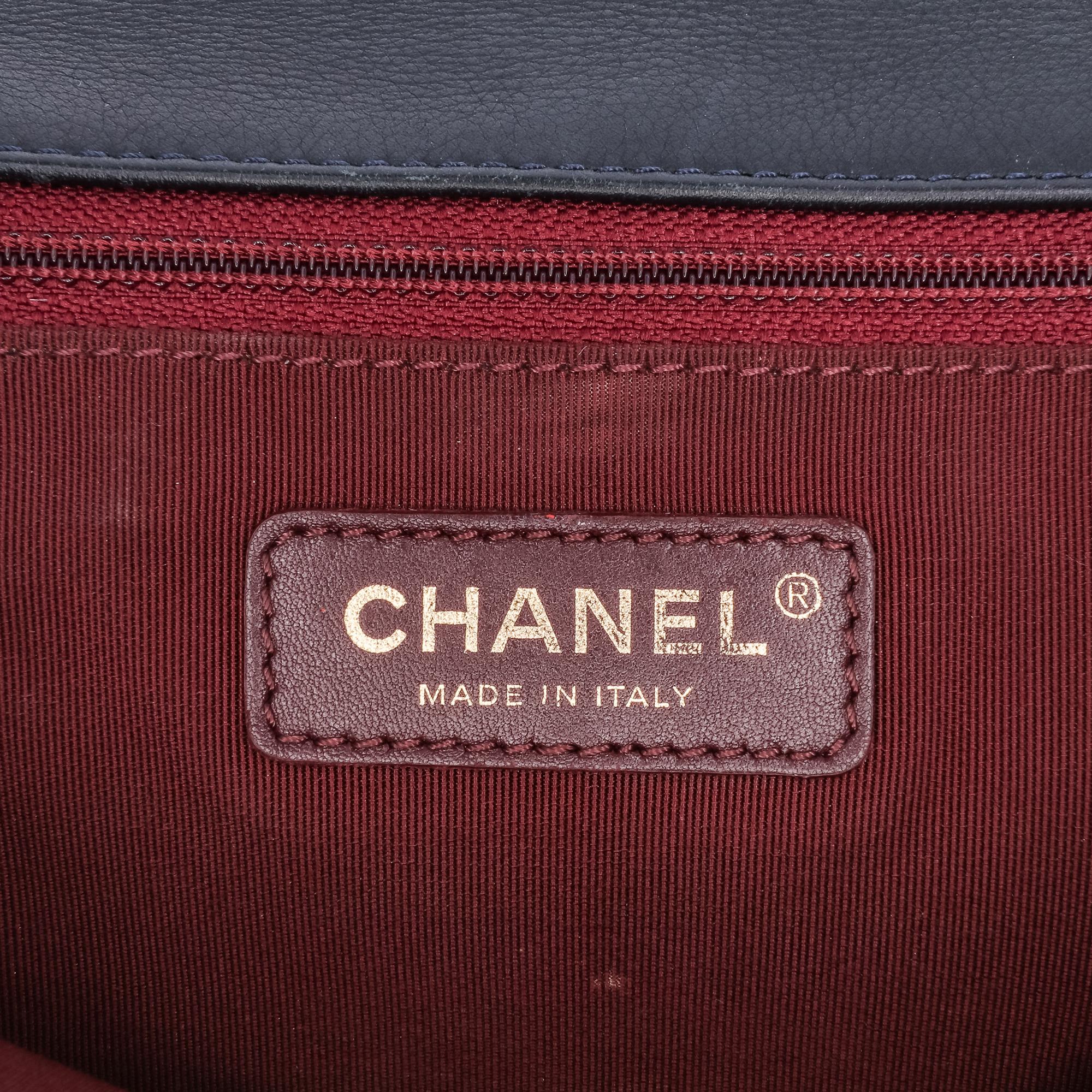 Chanel Medium Quilted Glazed Calfskin Gold Bar Top Handle Flap