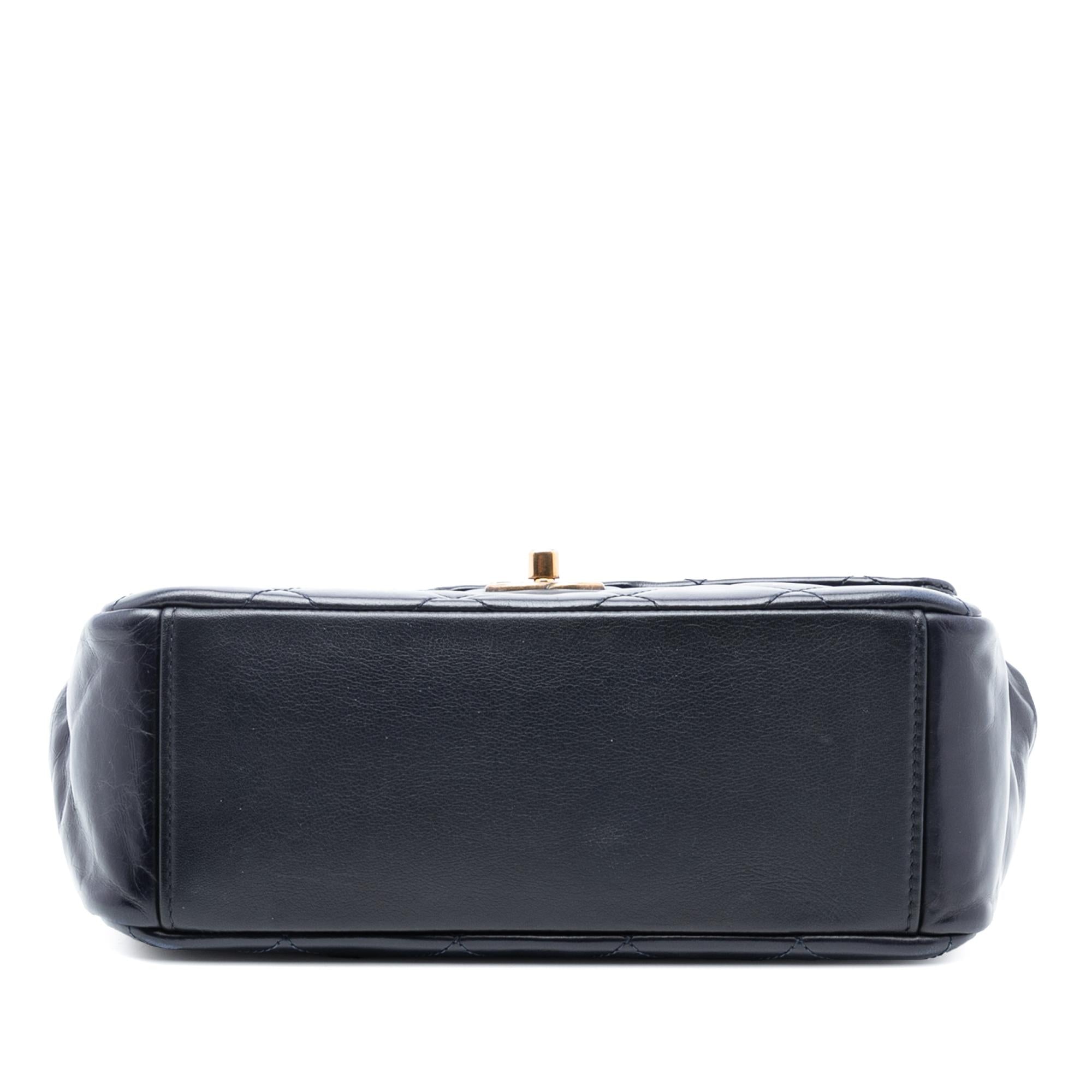 Chanel Medium Quilted Glazed Calfskin Gold Bar Top Handle Flap