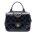 Chanel Medium Quilted Glazed Calfskin Gold Bar Top Handle Flap