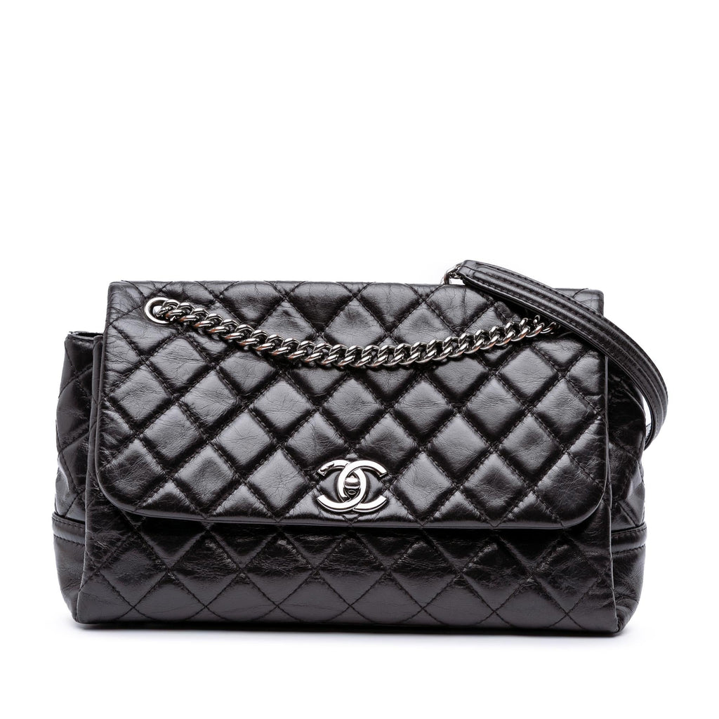 Chanel Medium Quilted Glazed Calfskin Lady Pearly Flap