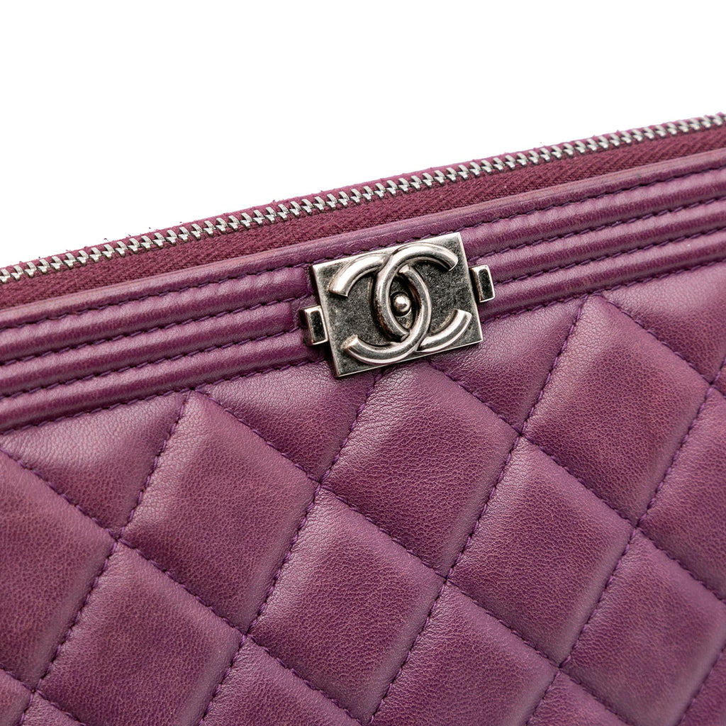 Chanel Medium Quilted Lambskin Boy O Case Clutch