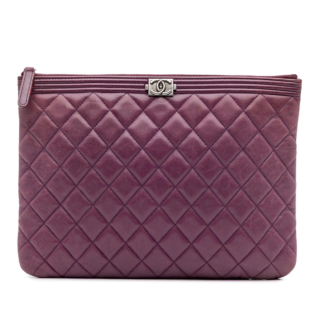 Chanel Medium Quilted Lambskin Boy O Case Clutch
