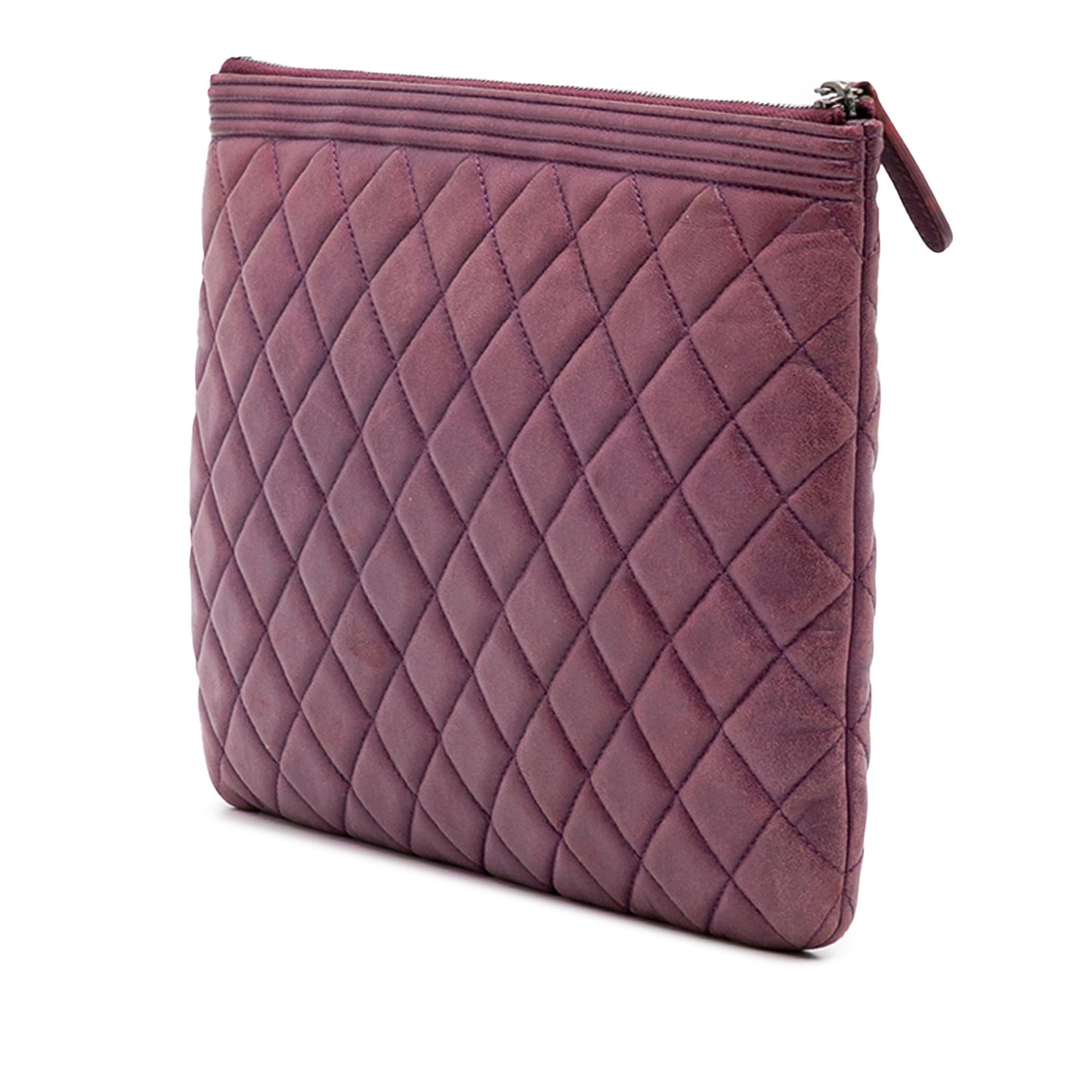 Chanel Medium Quilted Lambskin Boy O Case Clutch
