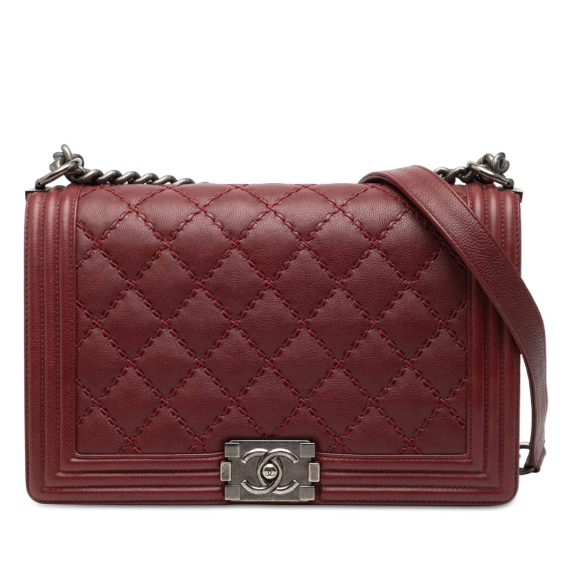 Chanel Medium Quilted Lambskin Double Stitch Boy Flap