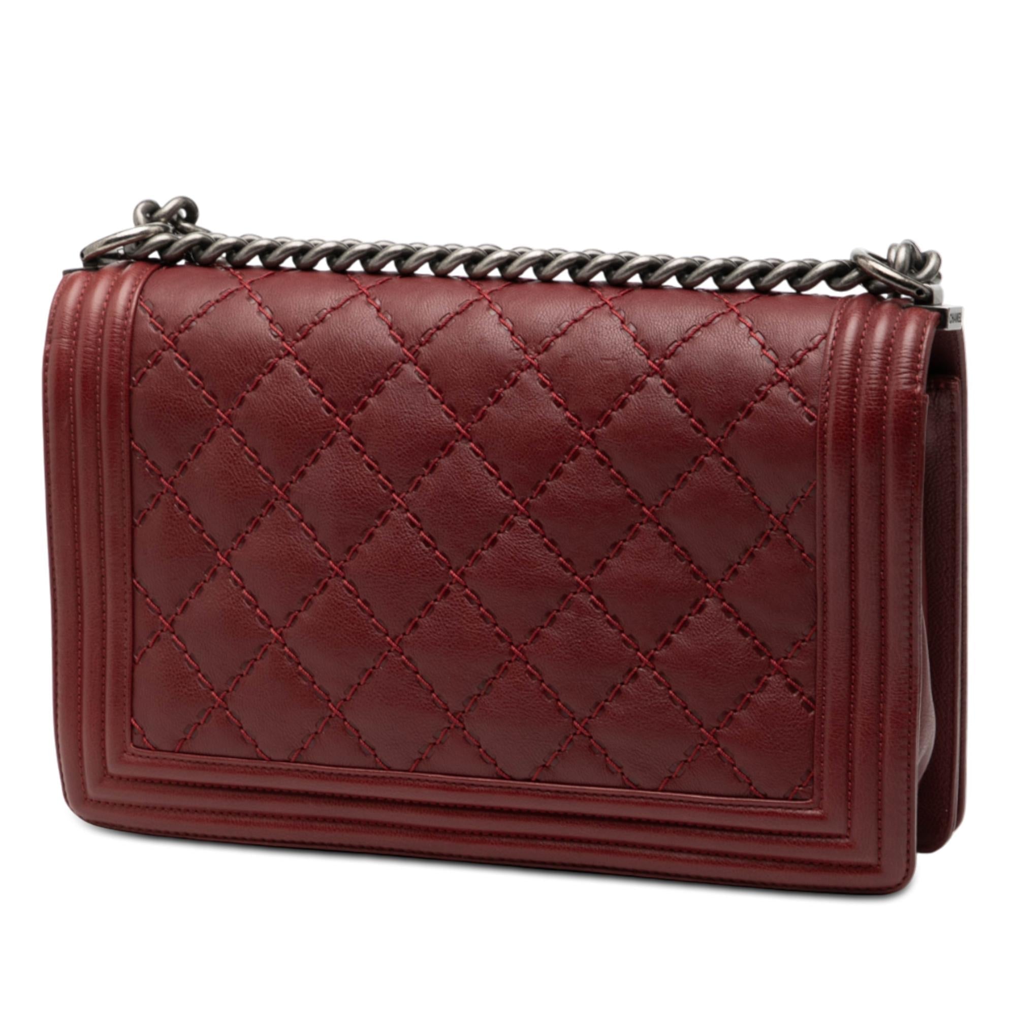 Chanel Medium Quilted Lambskin Double Stitch Boy Flap