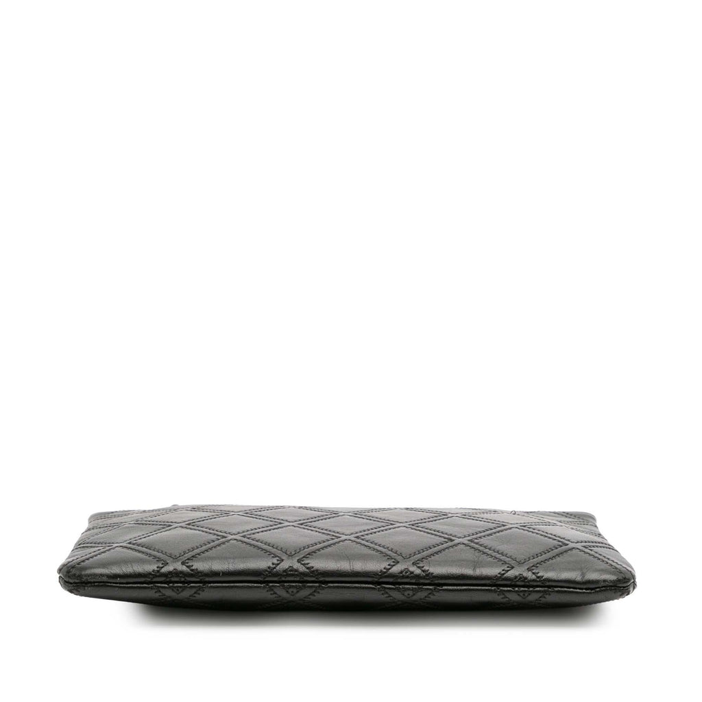 Chanel Medium Quilted Lambskin Double Stitch Tassel O Case Clutch