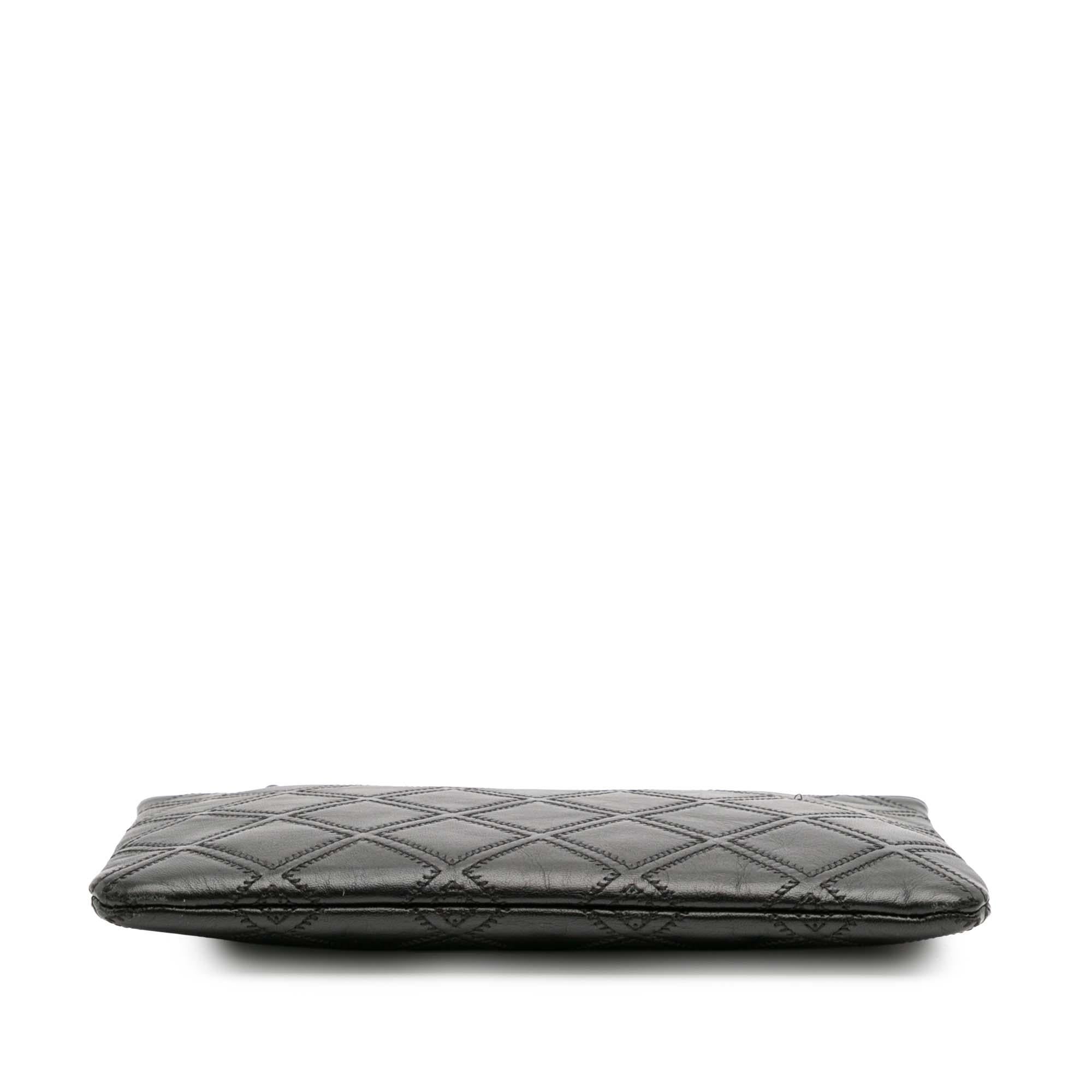 Chanel Medium Quilted Lambskin Double Stitch Tassel O Case Clutch