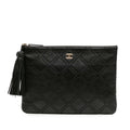 Chanel Medium Quilted Lambskin Double Stitch Tassel O Case Clutch