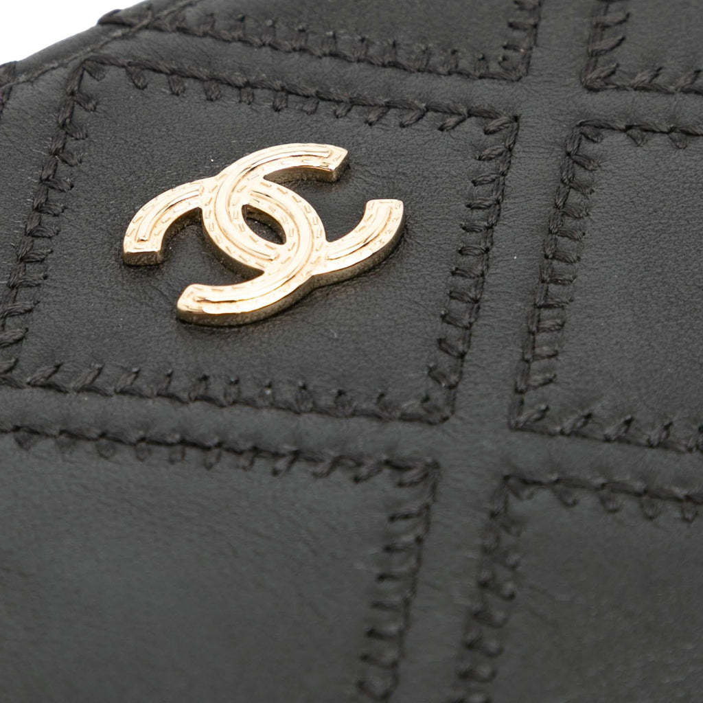 Chanel Medium Quilted Lambskin Double Stitch Tassel O Case Clutch