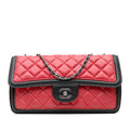 Chanel Medium Quilted Lambskin Grosgrain Two Tone Flap