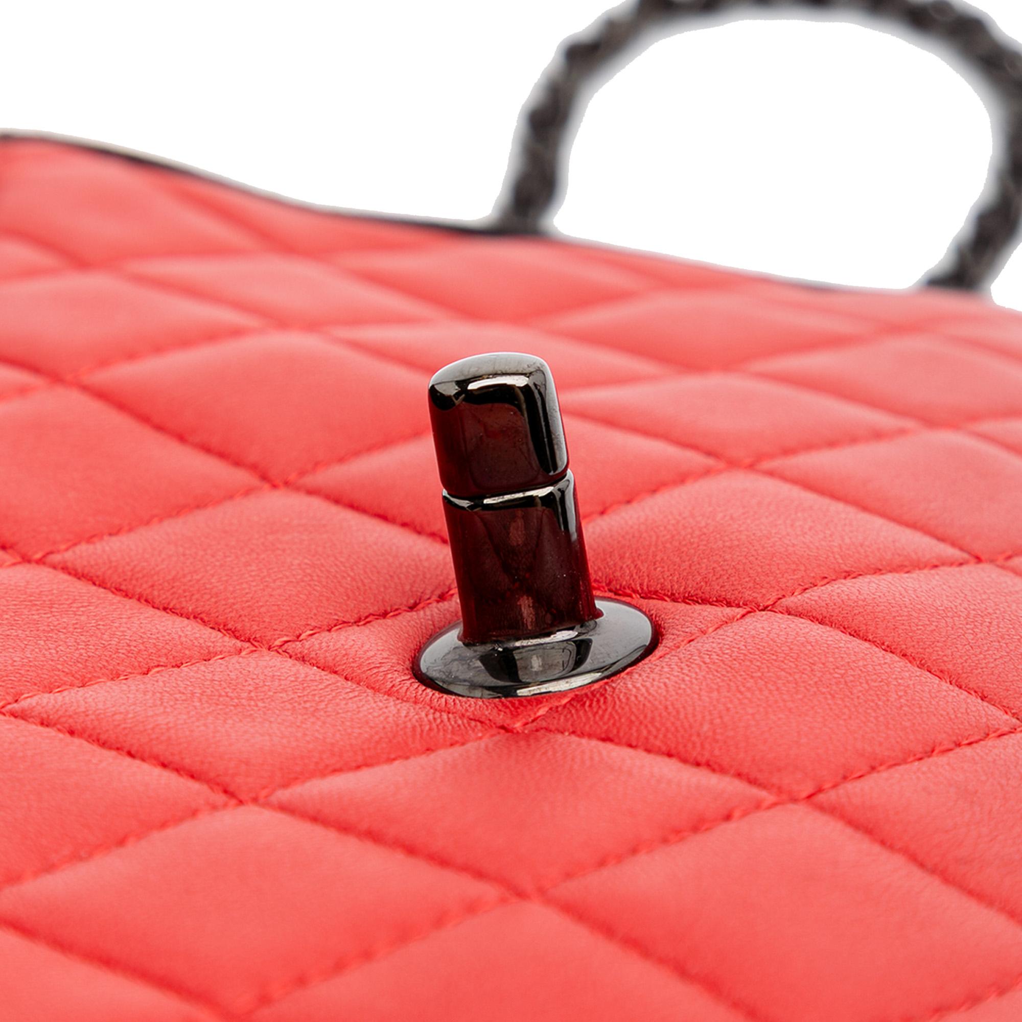 Chanel Medium Quilted Lambskin Grosgrain Two Tone Flap