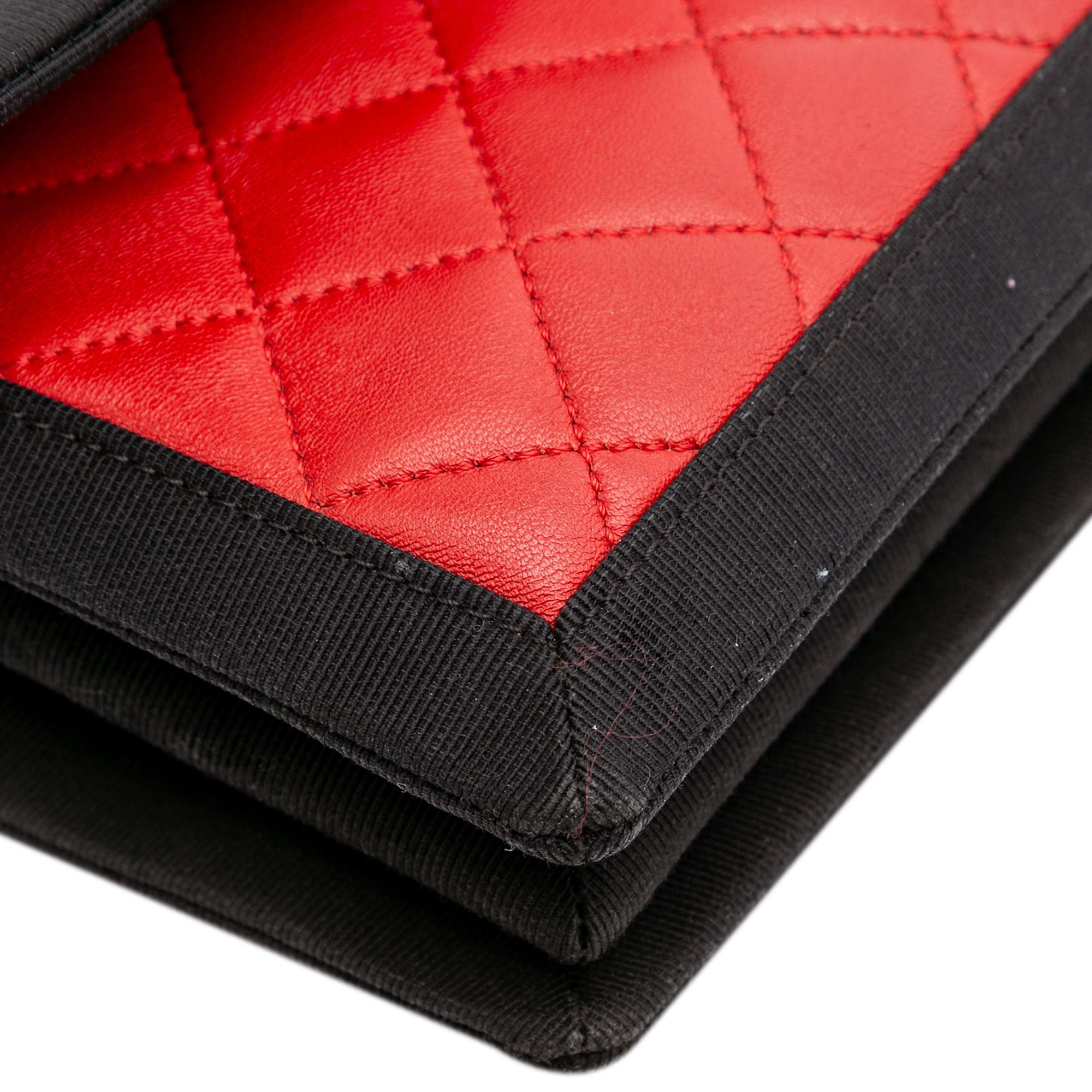 Chanel Medium Quilted Lambskin Grosgrain Two Tone Flap