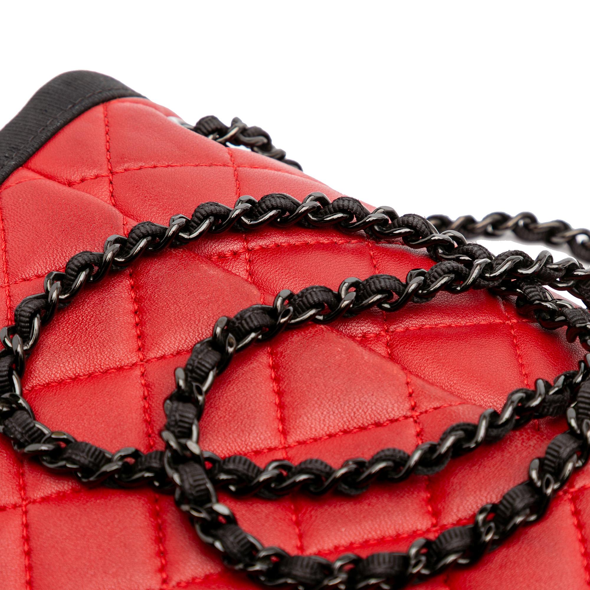 Chanel Medium Quilted Lambskin Grosgrain Two Tone Flap