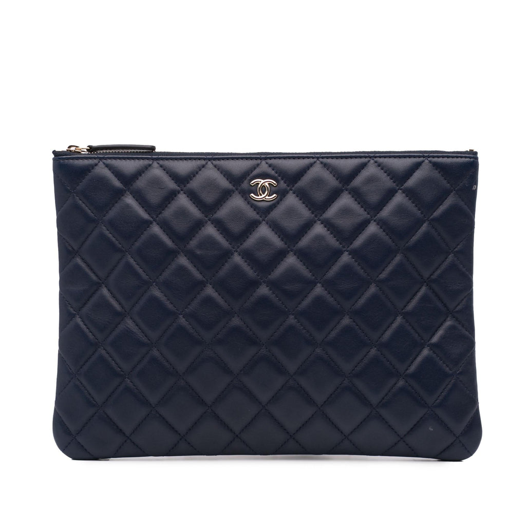 Chanel Medium Quilted Lambskin O Case Clutch
