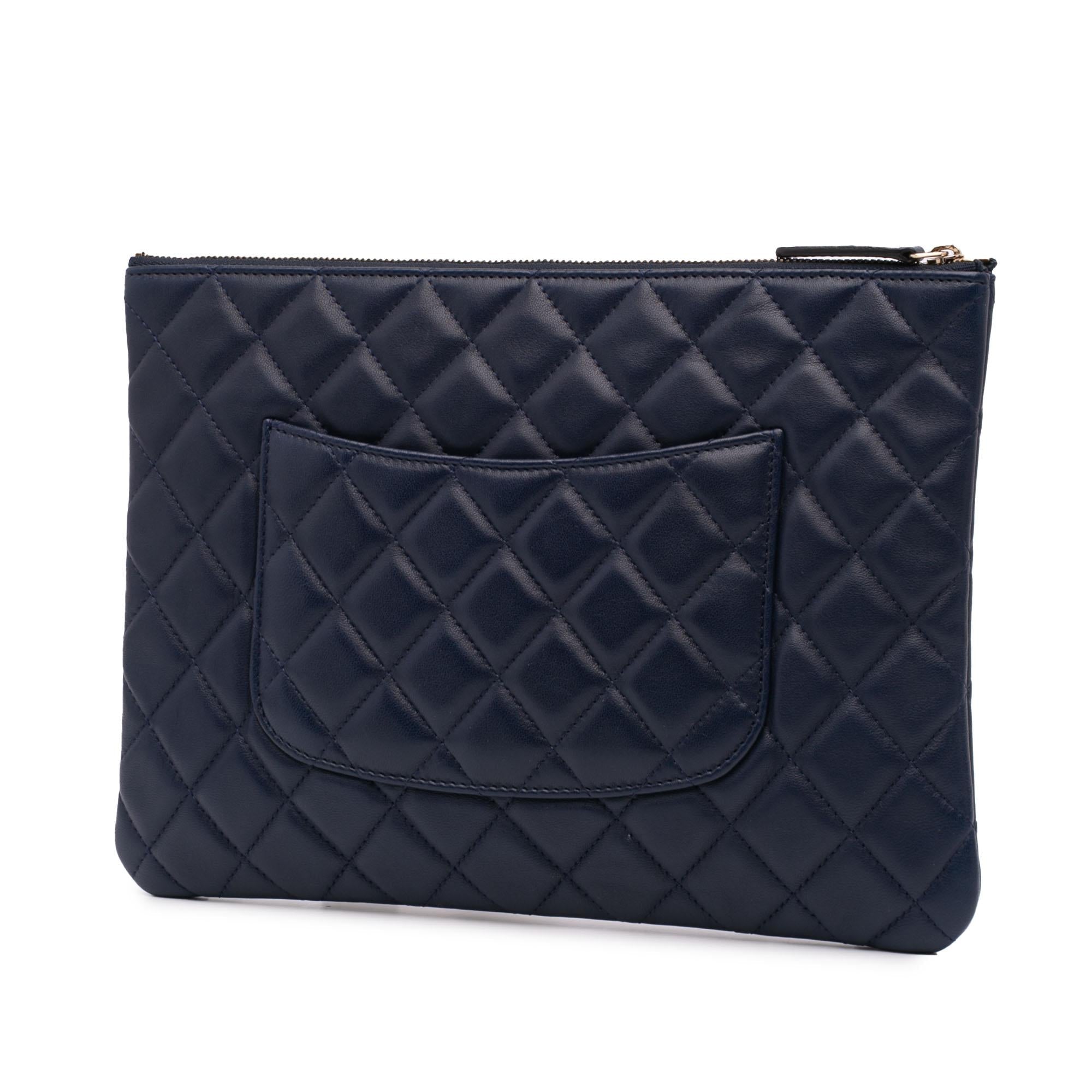 Chanel Medium Quilted Lambskin O Case Clutch
